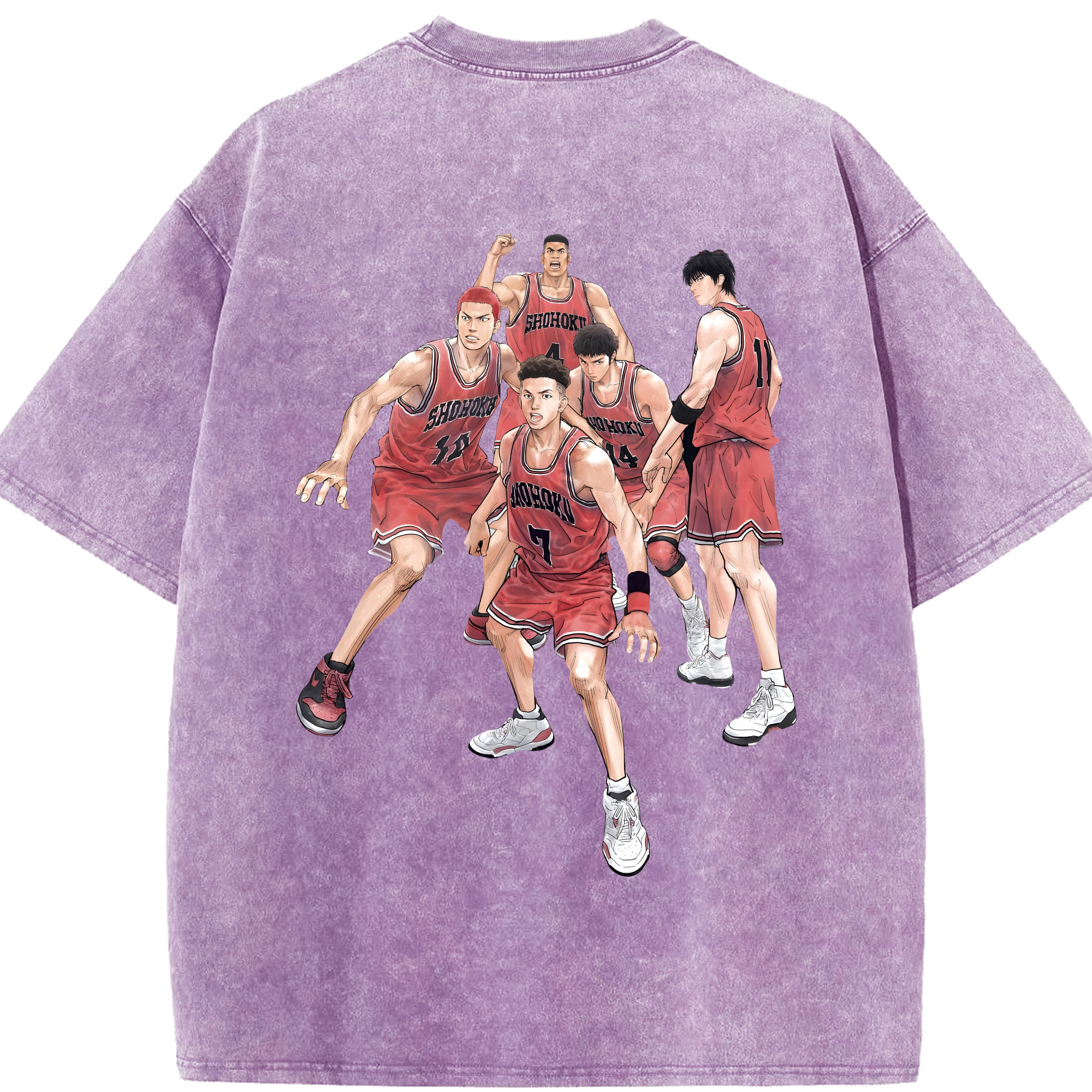 SLAM DUNK／スラムダンク 綿100% ヴィンテージ風 半袖Tシャツ（背面プリント）