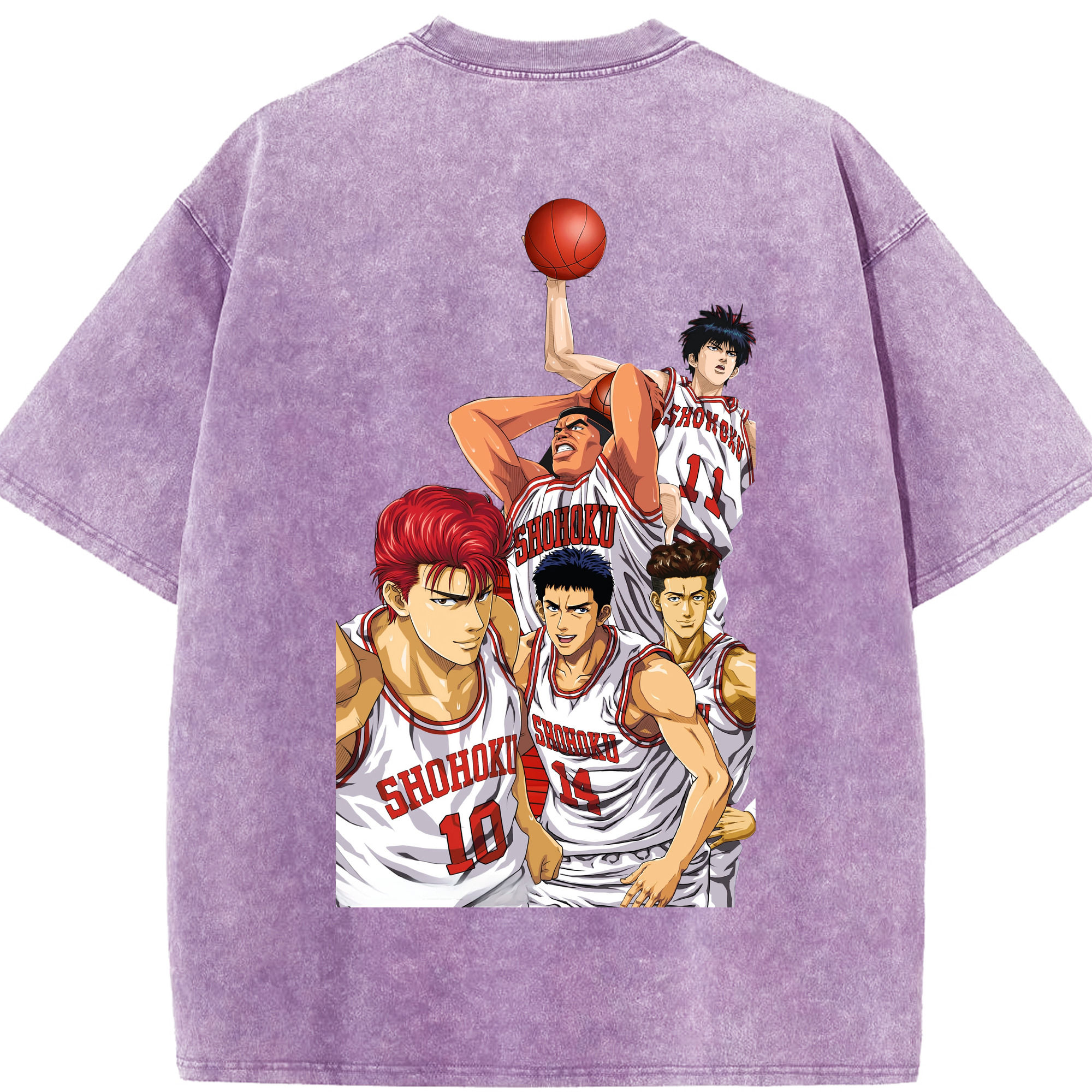 SLAM DUNK／スラムダンク 綿100% ヴィンテージ風 半袖Tシャツ（背面プリント）