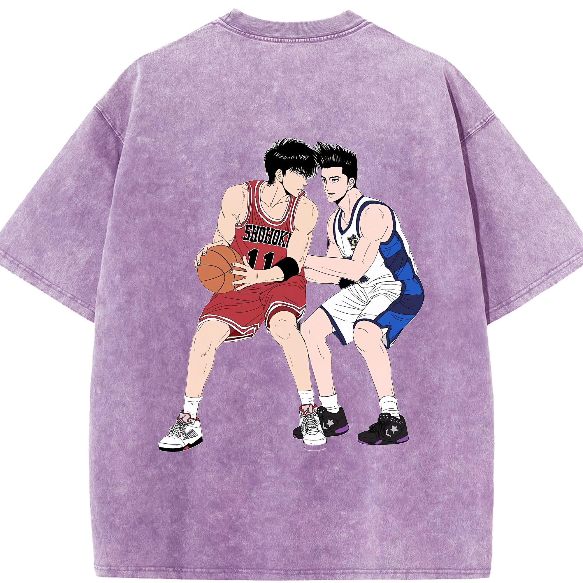 SLAM DUNK／スラムダンク 綿100% ヴィンテージ風 半袖Tシャツ（背面プリント）