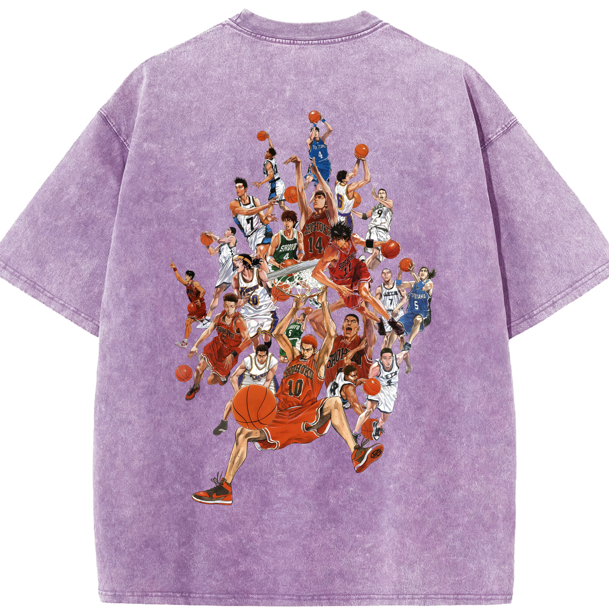 SLAM DUNK／スラムダンク 綿100% ヴィンテージ風 半袖Tシャツ（背面プリント）