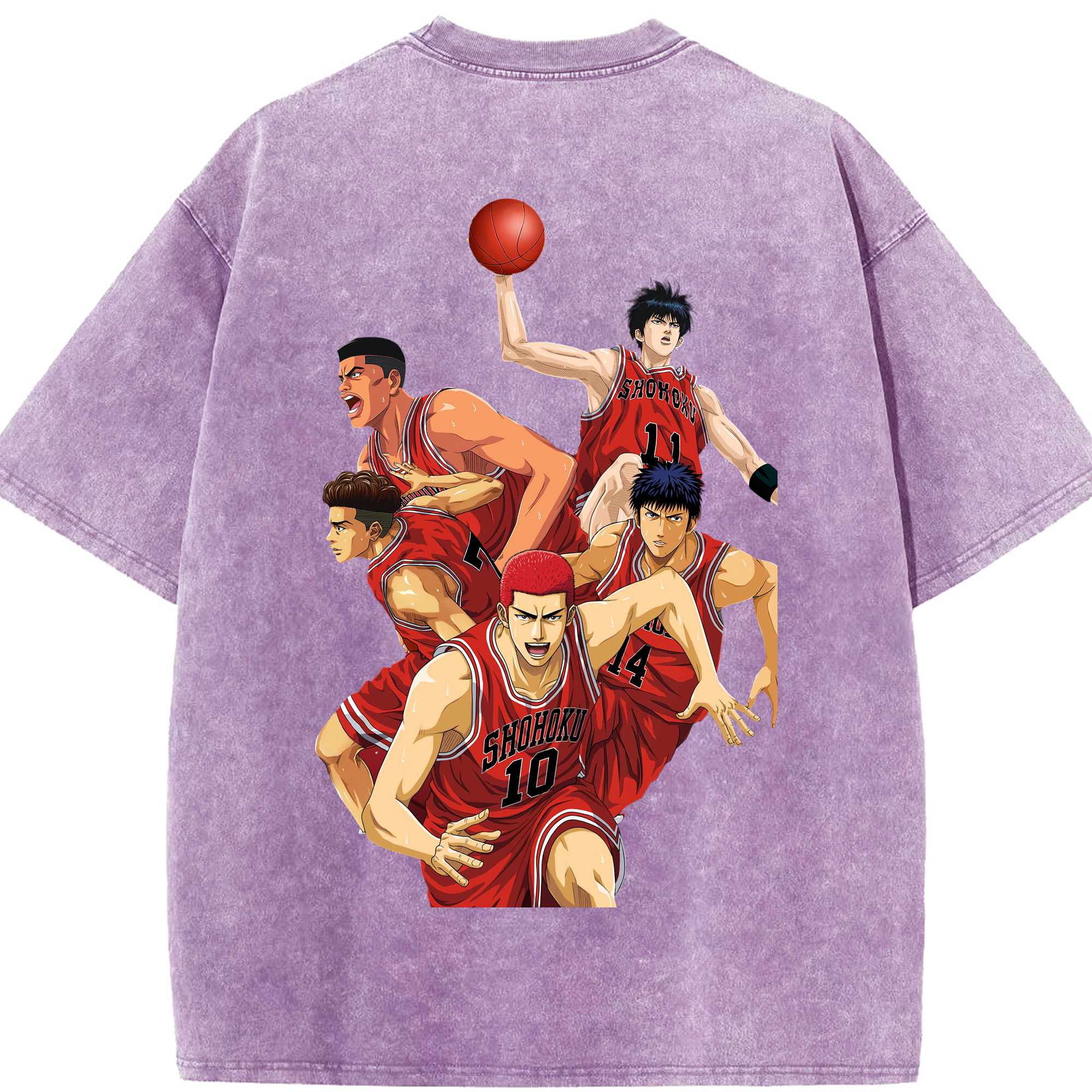 SLAM DUNK／スラムダンク 綿100% ヴィンテージ風 半袖Tシャツ（背面プリント）
