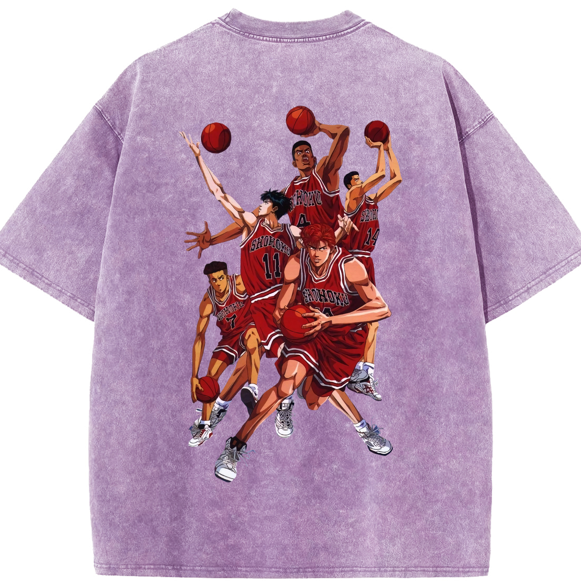 SLAM DUNK／スラムダンク 綿100% ヴィンテージ風 半袖Tシャツ（背面プリント）