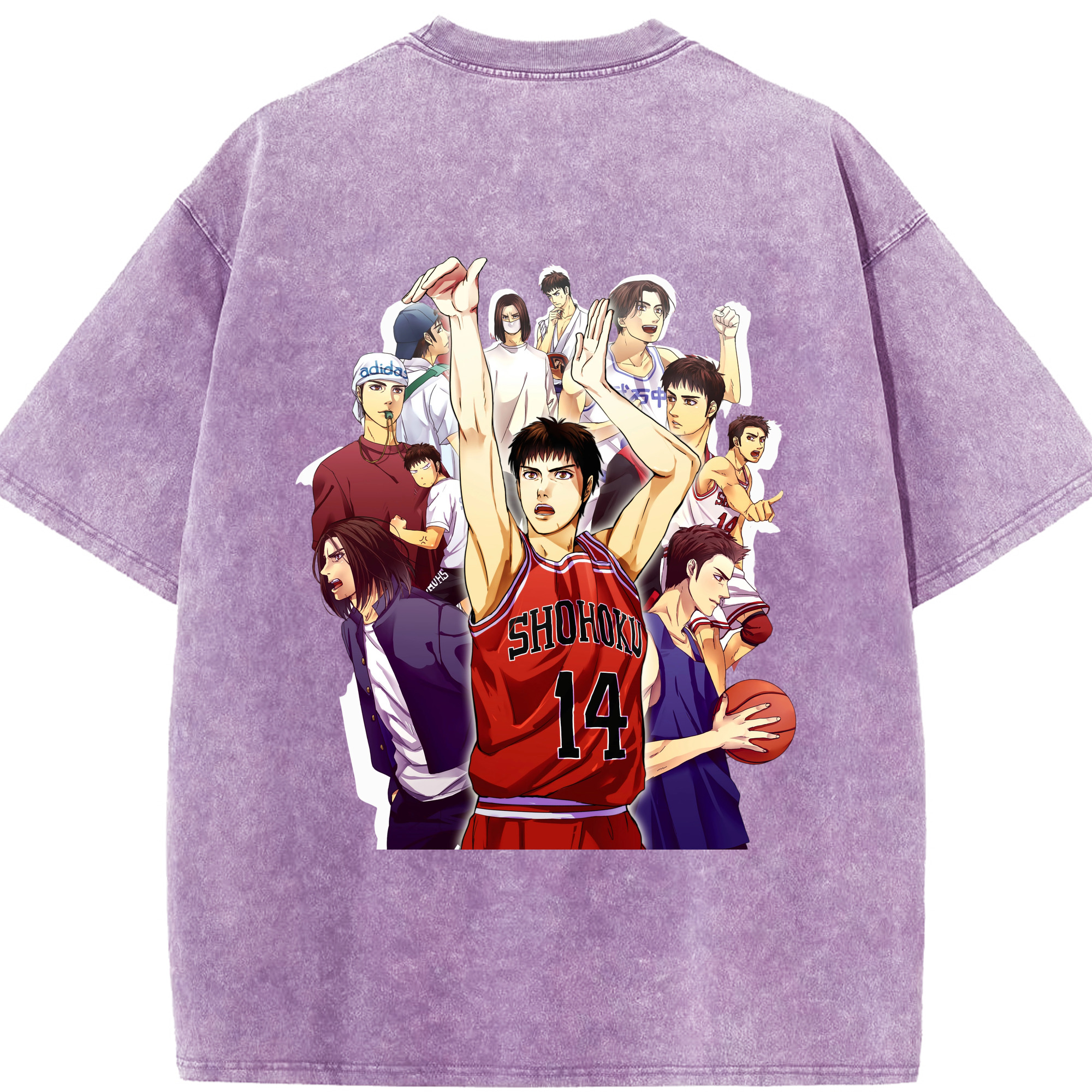 SLAM DUNK／スラムダンク 綿100% ヴィンテージ風 半袖Tシャツ（背面プリント）