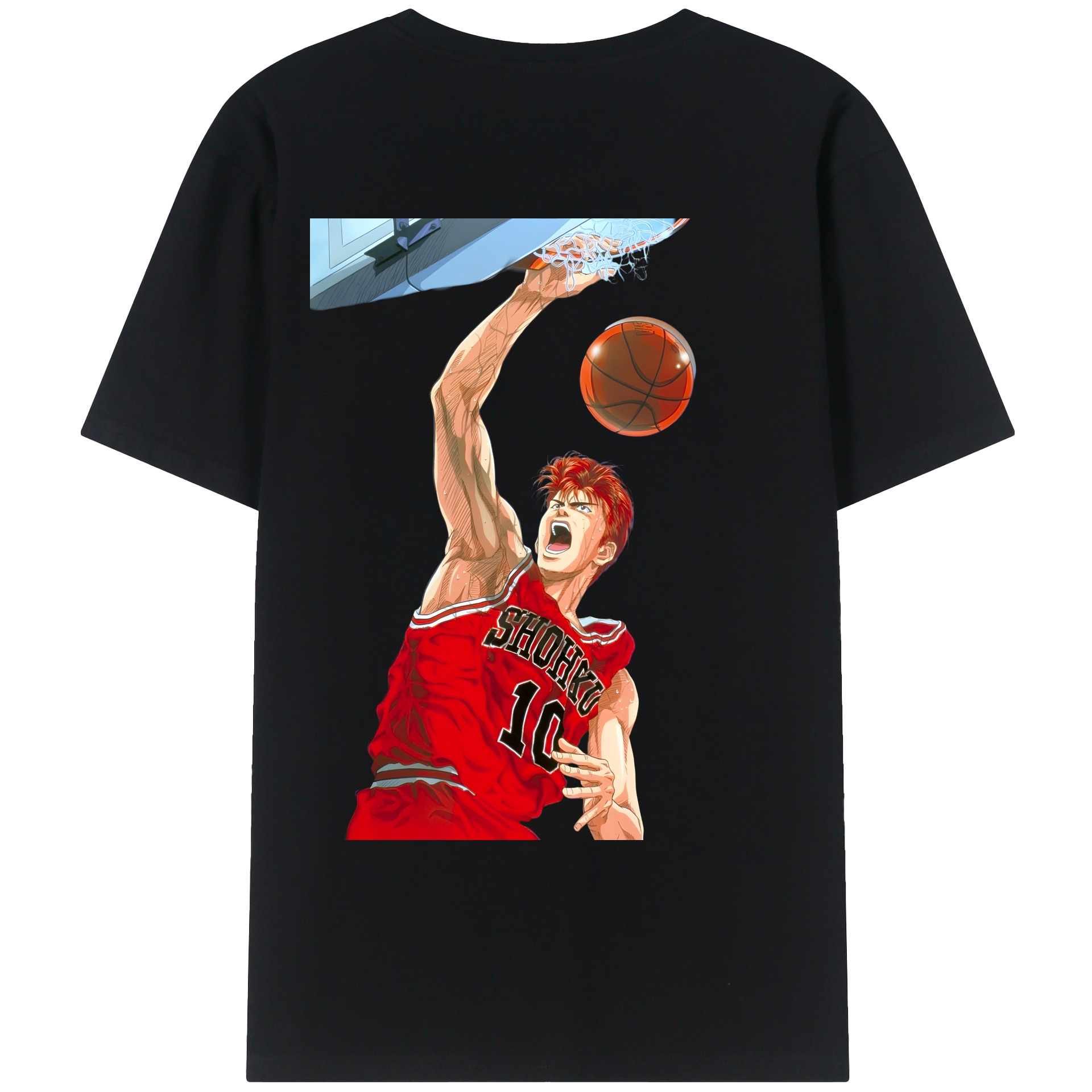（画像用） SLAM DUNK／スラムダンク 綿100％ メンズ半袖Tシャツ（バックプリント） 通気性