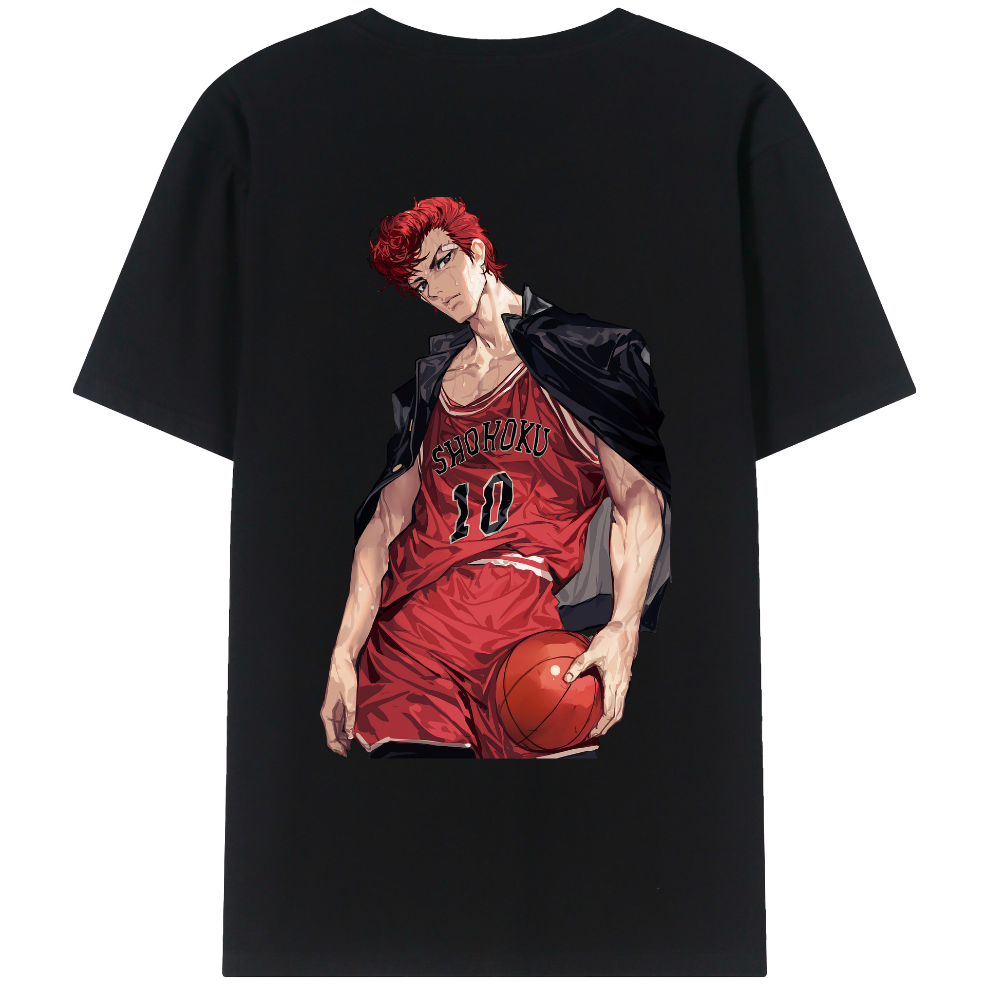 （画像用） SLAM DUNK／スラムダンク 綿100％ メンズ半袖Tシャツ（バックプリント） 通気性