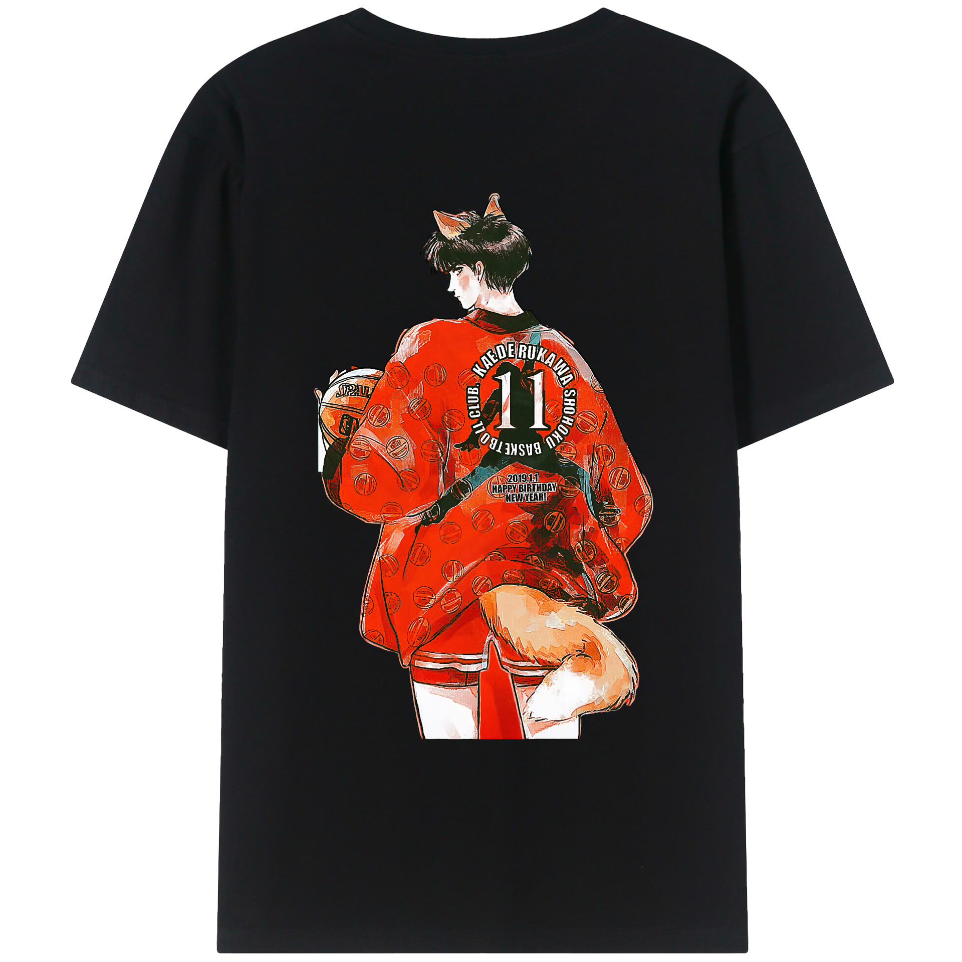 （画像用） SLAM DUNK／スラムダンク 綿100％ メンズ半袖Tシャツ（バックプリント） 通気性