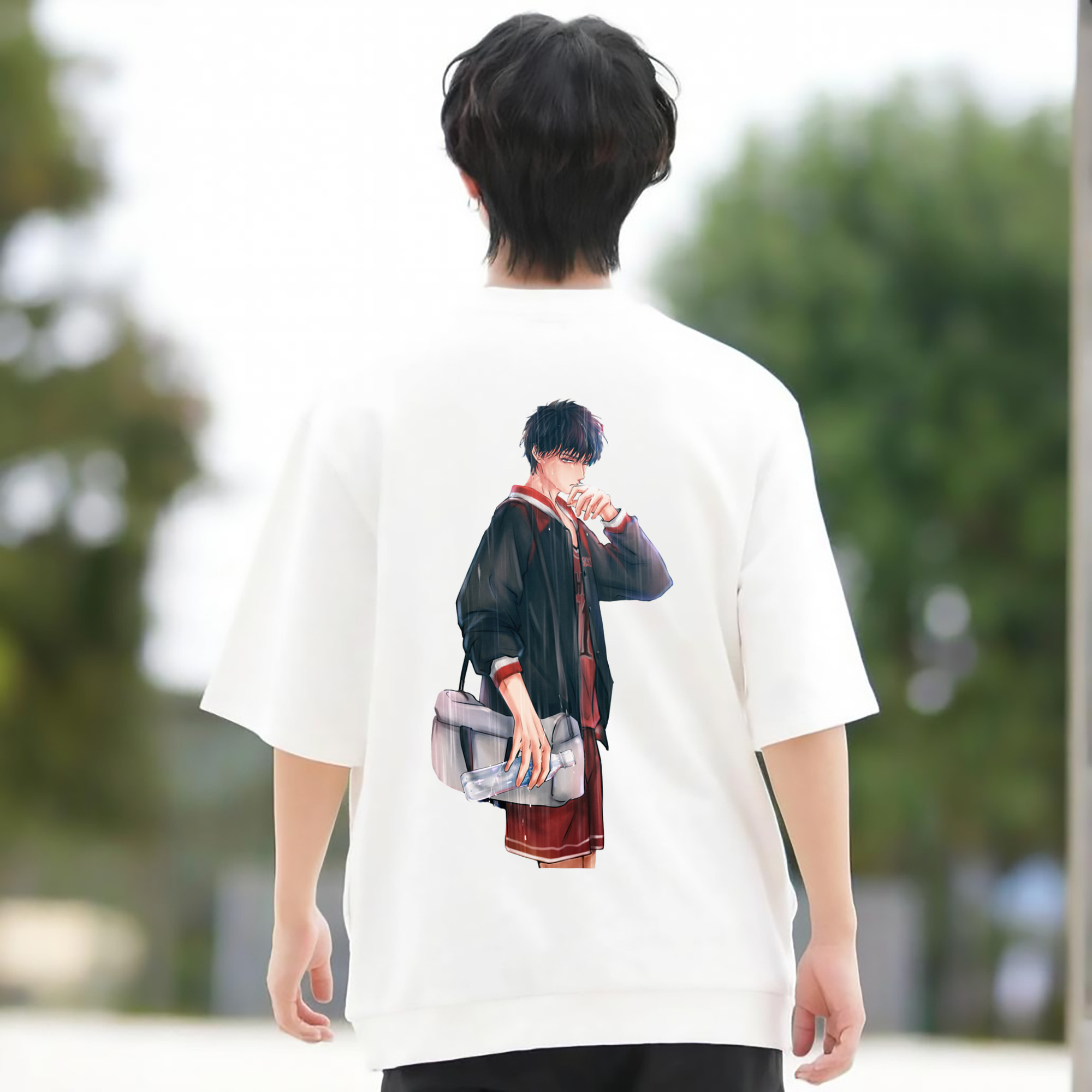 SLAM DUNK／スラムダンク 綿100％ メンズ半袖Tシャツ（バックプリント） 通気性