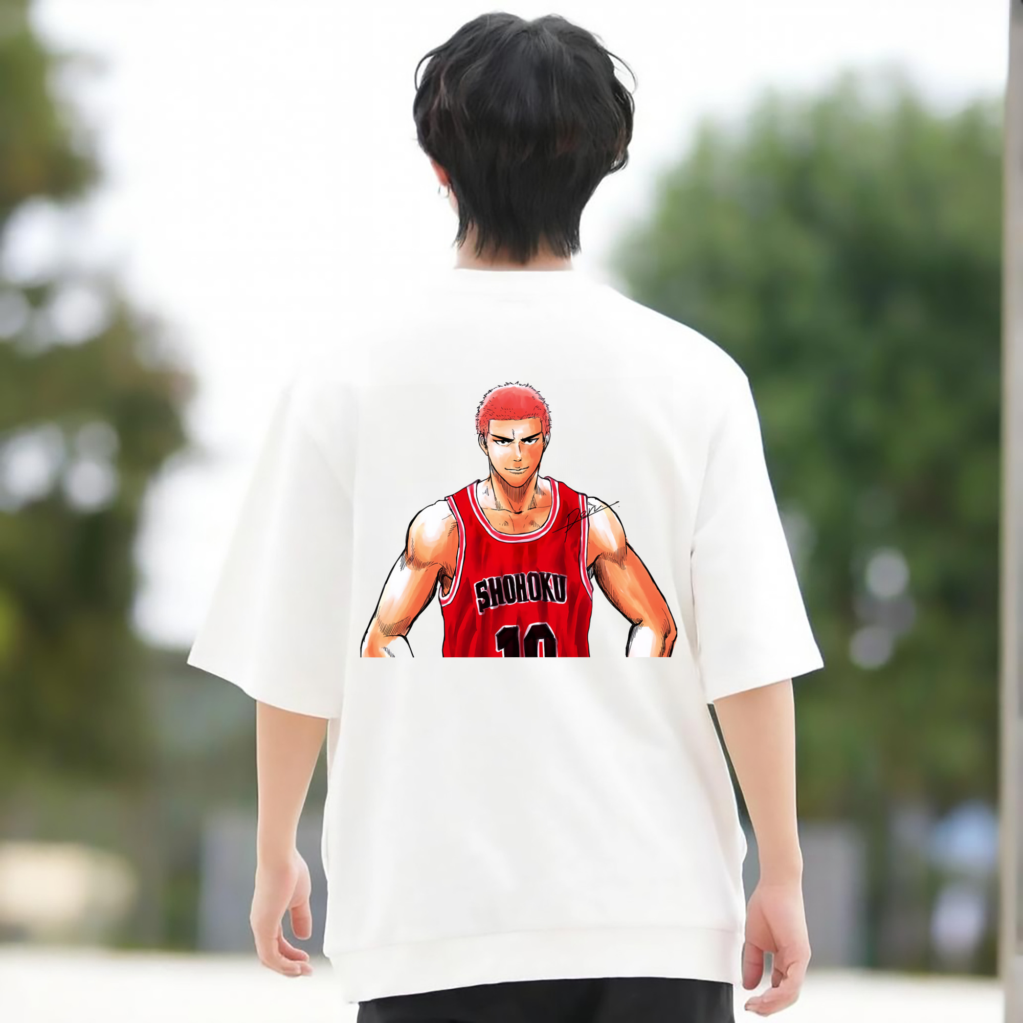 SLAM DUNK／スラムダンク 綿100％ メンズ半袖Tシャツ（バックプリント） 通気性