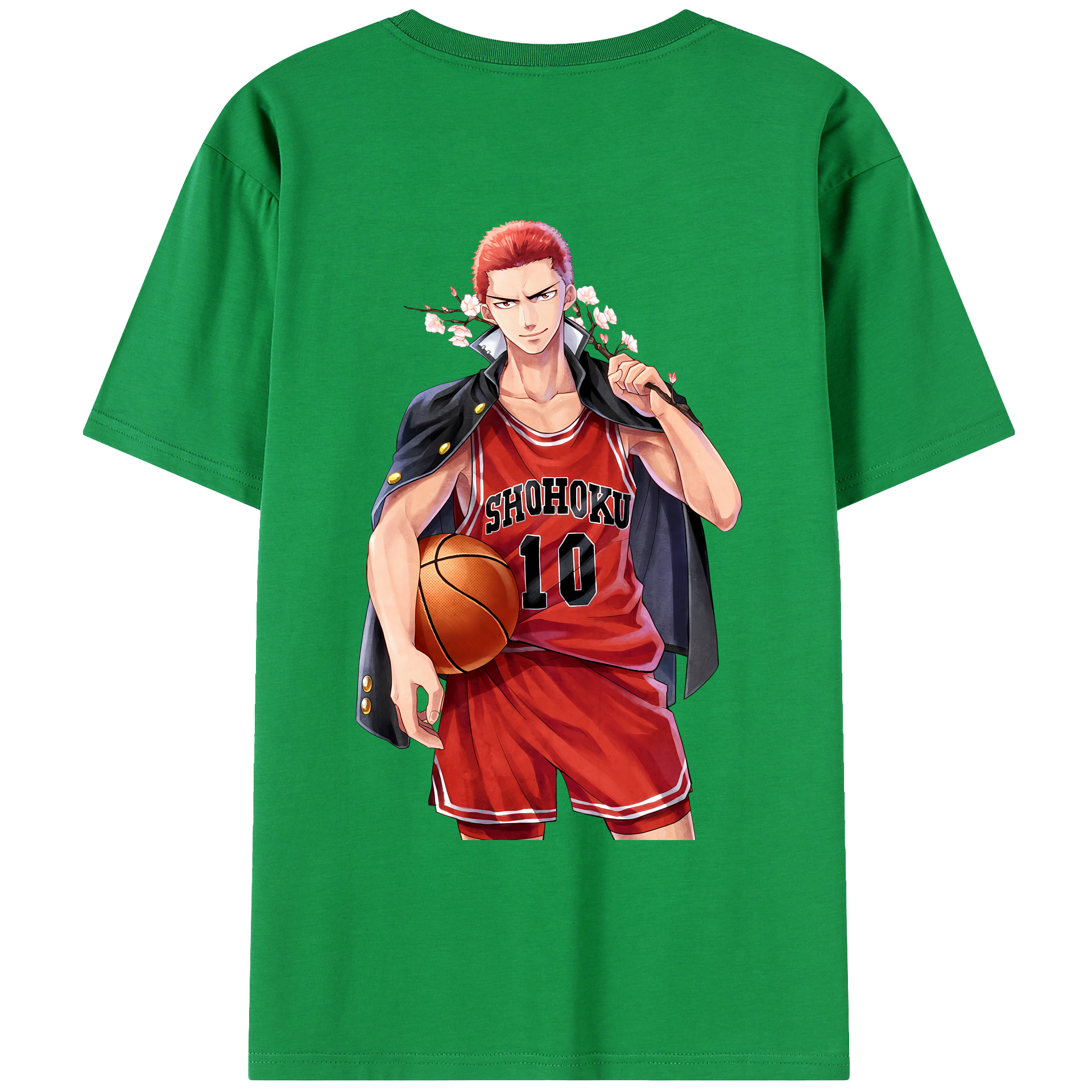 （画像用） SLAM DUNK／スラムダンク 綿100％ メンズ半袖Tシャツ（バックプリント） 通気性