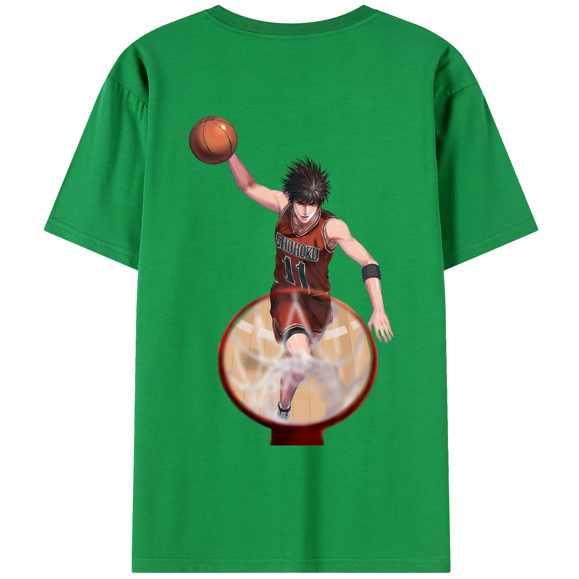 （画像用） SLAM DUNK／スラムダンク 綿100％ メンズ半袖Tシャツ（バックプリント） 通気性