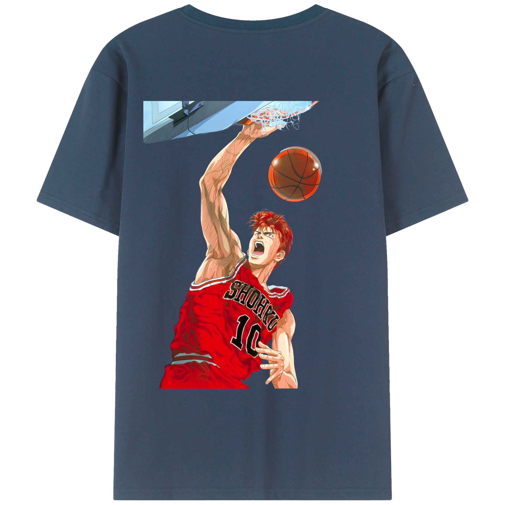 （画像用） SLAM DUNK／スラムダンク 綿100％ メンズ半袖Tシャツ（バックプリント） 通気性
