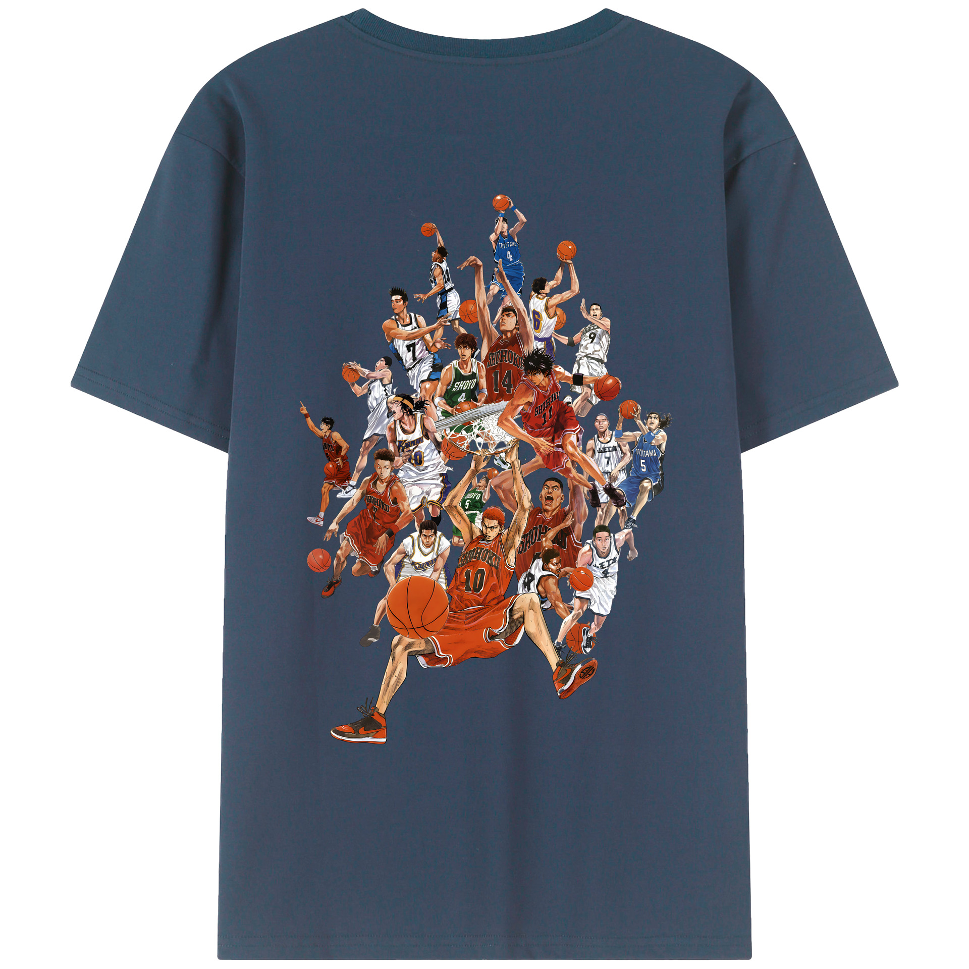 （画像用） SLAM DUNK／スラムダンク 綿100％ メンズ半袖Tシャツ（バックプリント） 通気性