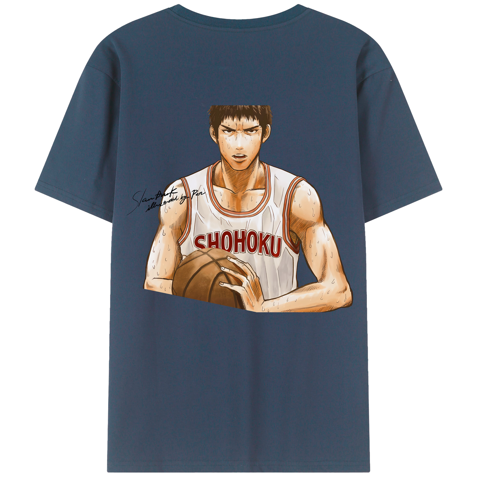 （画像用） SLAM DUNK／スラムダンク 綿100％ メンズ半袖Tシャツ（バックプリント） 通気性
