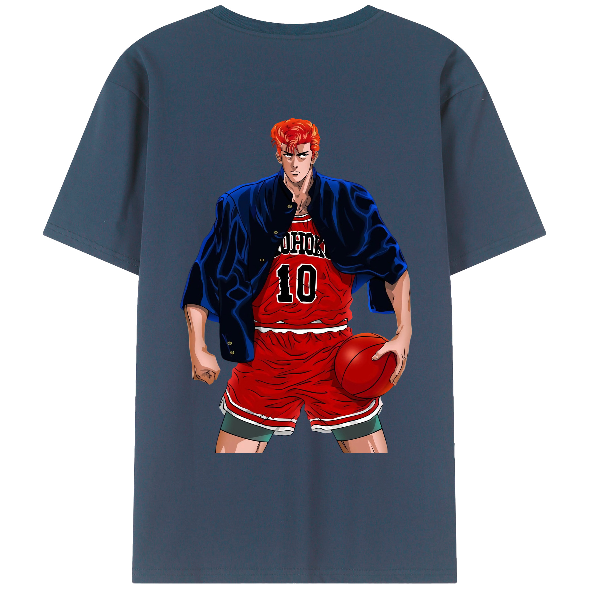 （画像用） SLAM DUNK／スラムダンク 綿100％ メンズ半袖Tシャツ（バックプリント） 通気性