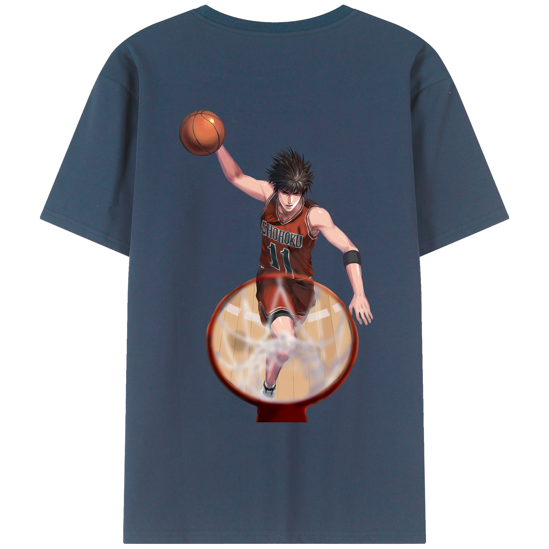 （画像用） SLAM DUNK／スラムダンク 綿100％ メンズ半袖Tシャツ（バックプリント） 通気性