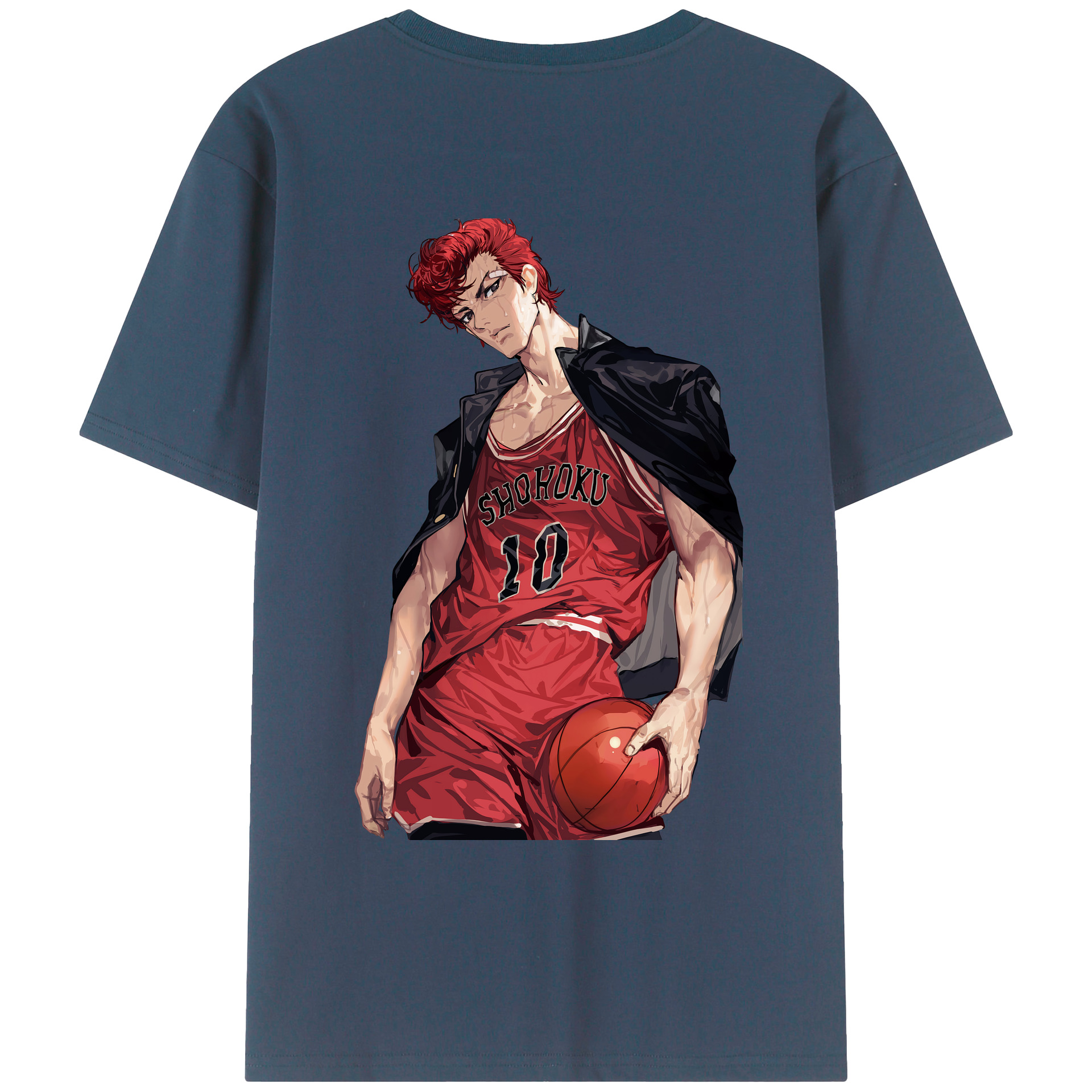 （画像用） SLAM DUNK／スラムダンク 綿100％ メンズ半袖Tシャツ（バックプリント） 通気性