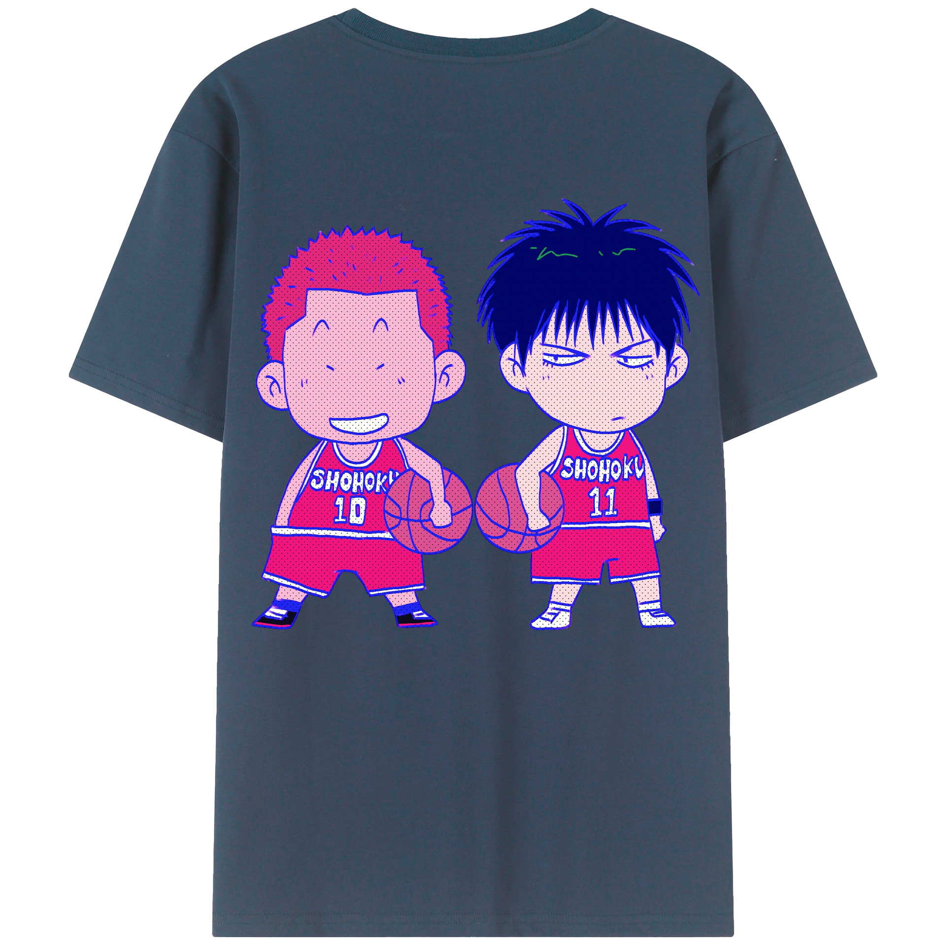（画像用） SLAM DUNK／スラムダンク 綿100％ メンズ半袖Tシャツ（バックプリント） 通気性