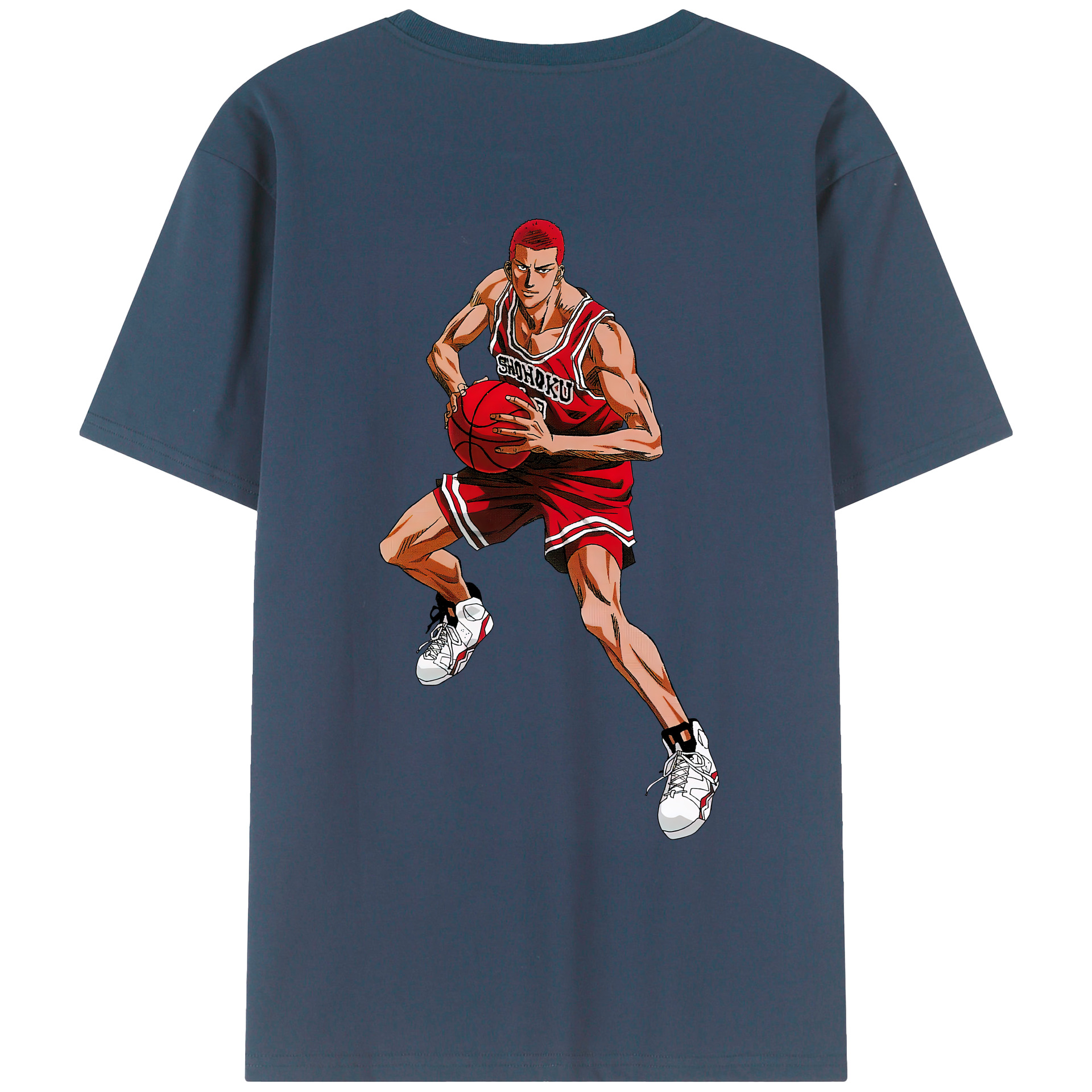 （画像用） SLAM DUNK／スラムダンク 綿100％ メンズ半袖Tシャツ（バックプリント） 通気性