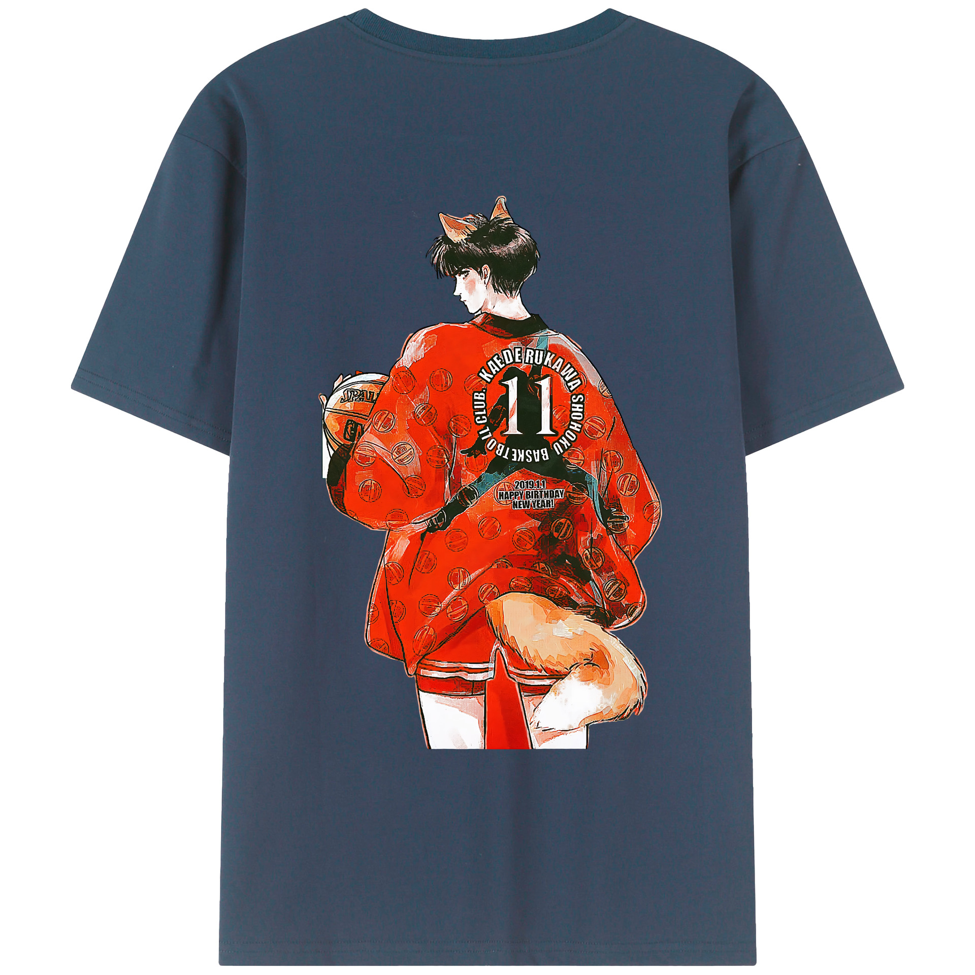 （画像用） SLAM DUNK／スラムダンク 綿100％ メンズ半袖Tシャツ（バックプリント） 通気性