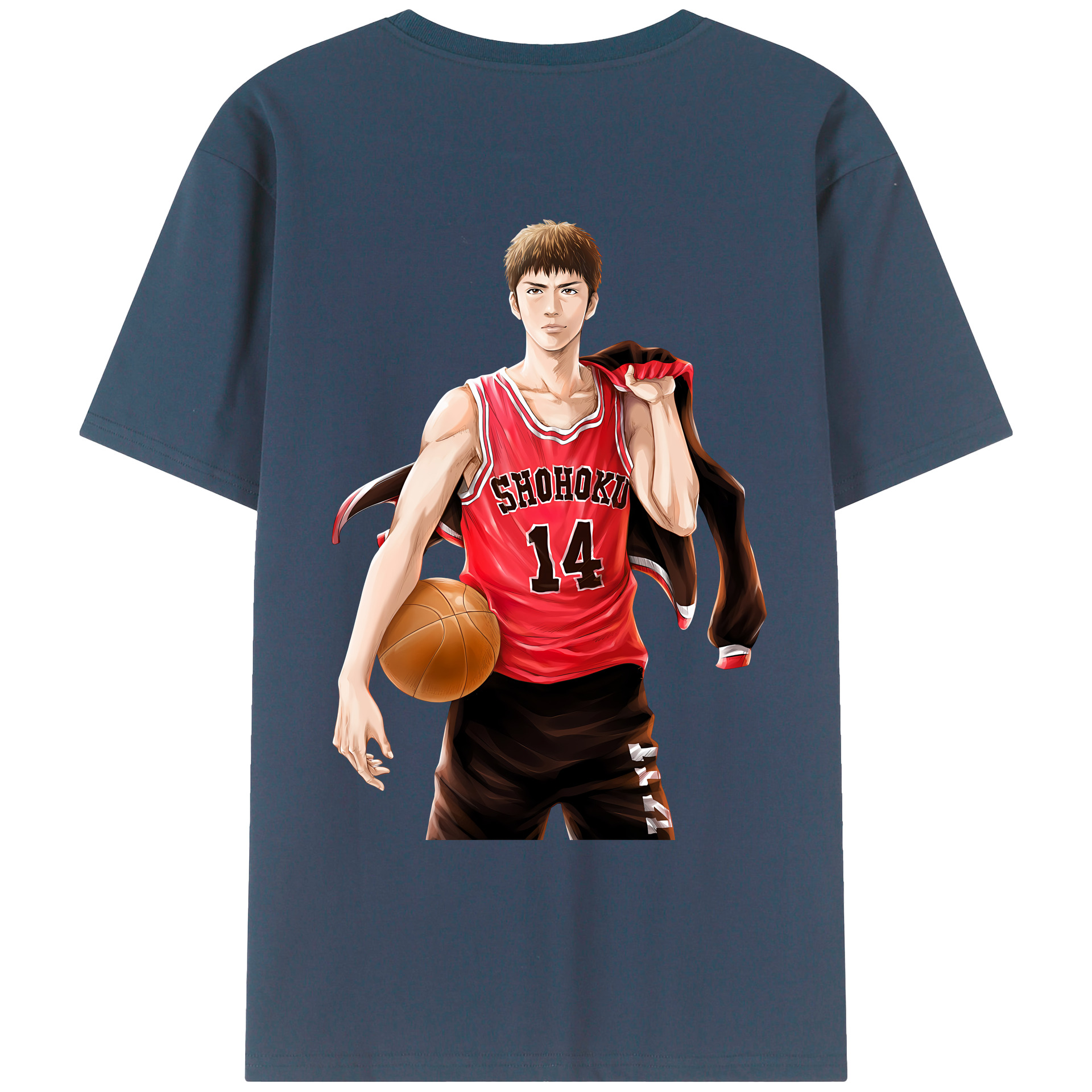 （画像用） SLAM DUNK／スラムダンク 綿100％ メンズ半袖Tシャツ（バックプリント） 通気性
