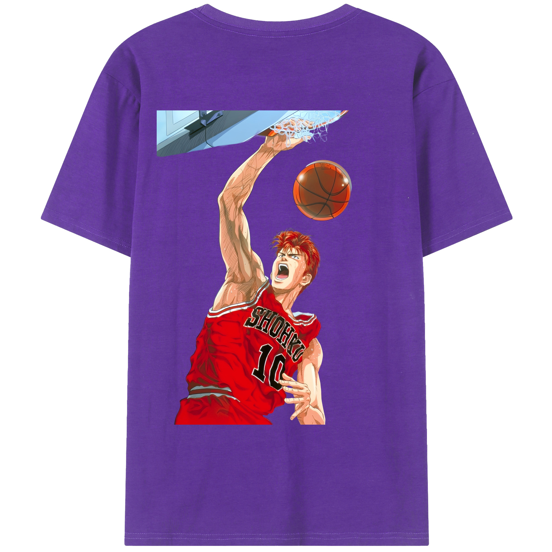 （画像用） SLAM DUNK／スラムダンク 綿100％ メンズ半袖Tシャツ（バックプリント） 通気性
