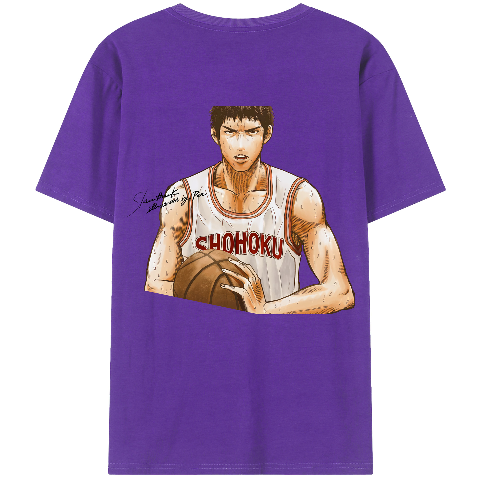 （画像用） SLAM DUNK／スラムダンク 綿100％ メンズ半袖Tシャツ（バックプリント） 通気性