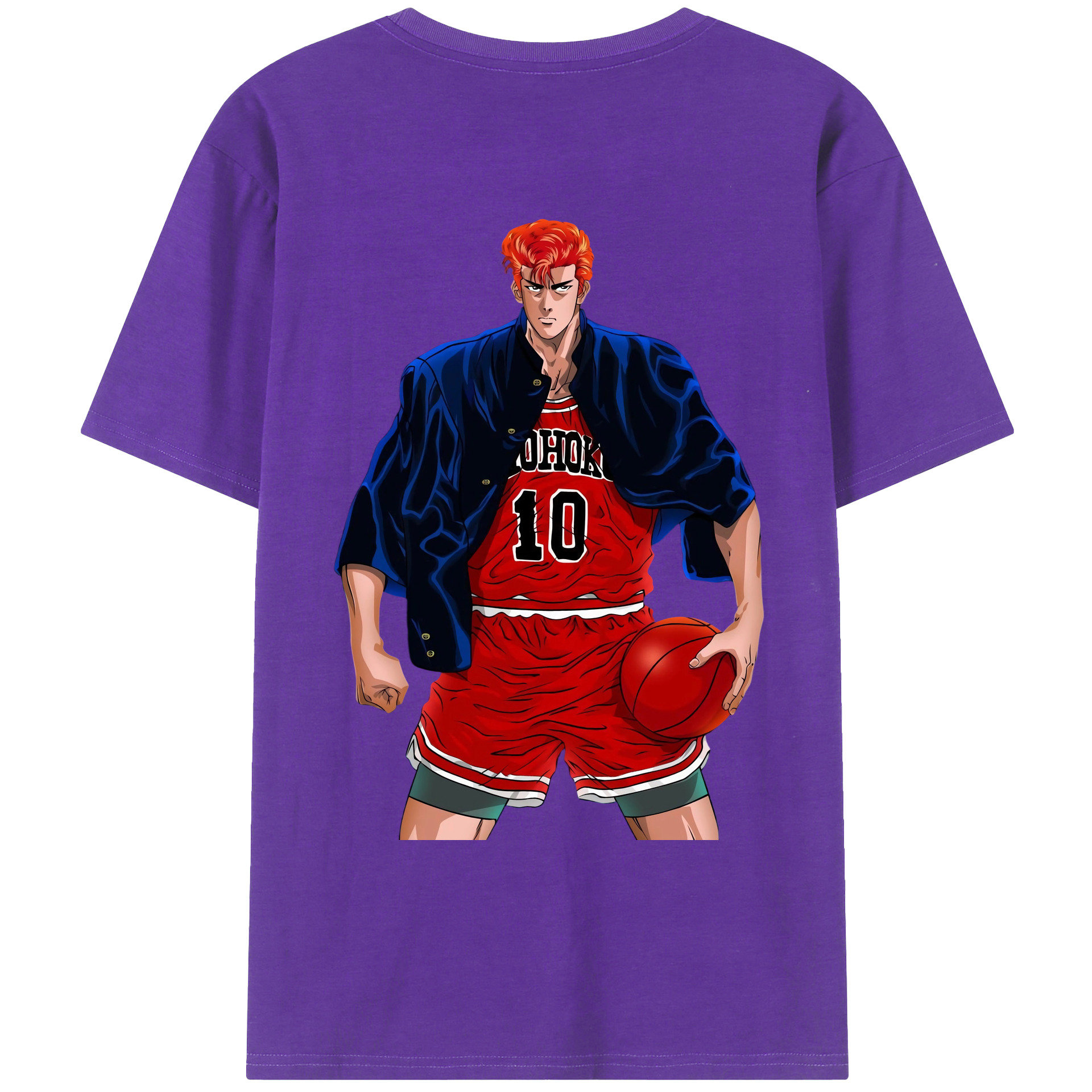 （画像用） SLAM DUNK／スラムダンク 綿100％ メンズ半袖Tシャツ（バックプリント） 通気性
