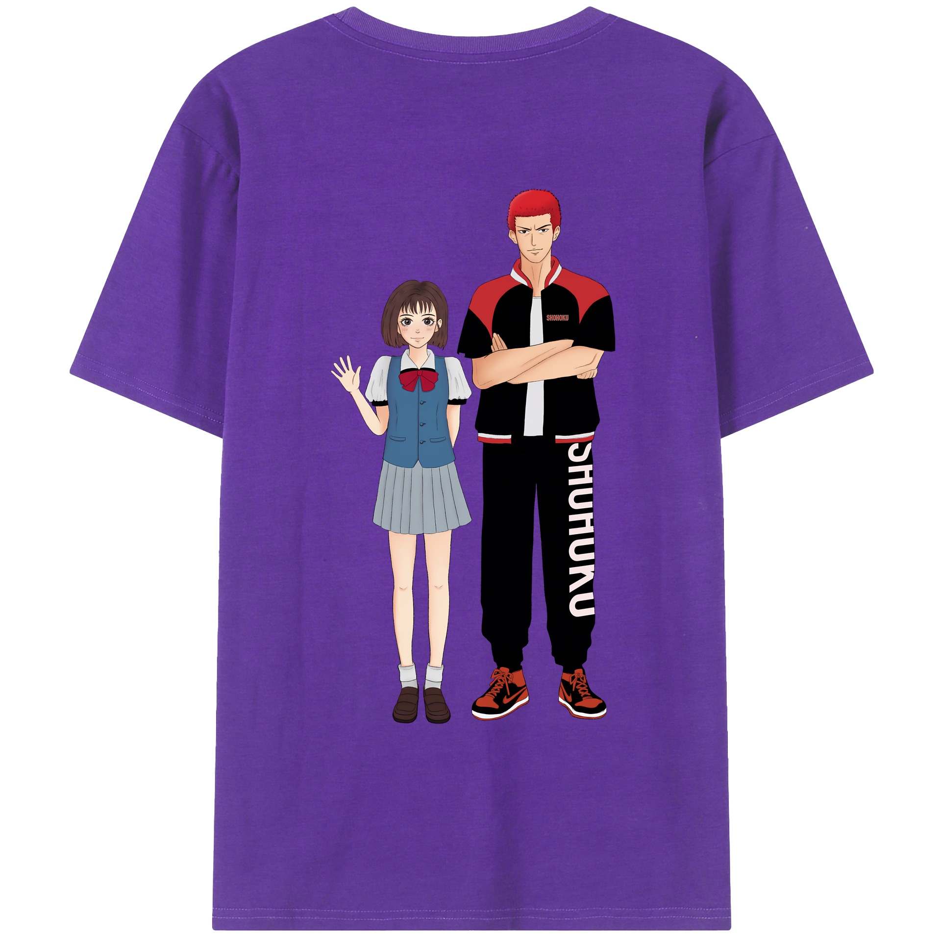 （画像用） SLAM DUNK／スラムダンク 綿100％ メンズ半袖Tシャツ（バックプリント） 通気性
