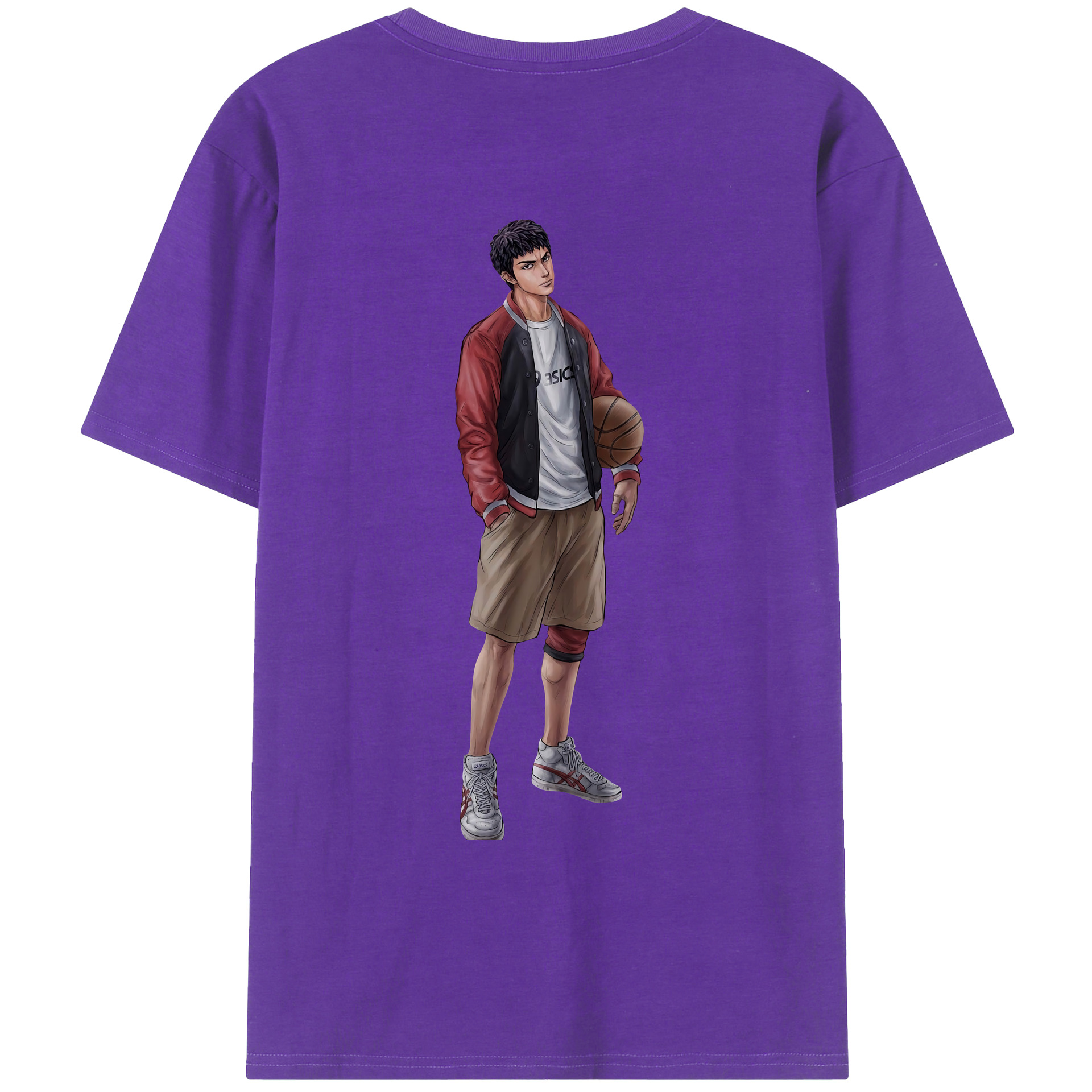 （画像用） SLAM DUNK／スラムダンク 綿100％ メンズ半袖Tシャツ（バックプリント） 通気性
