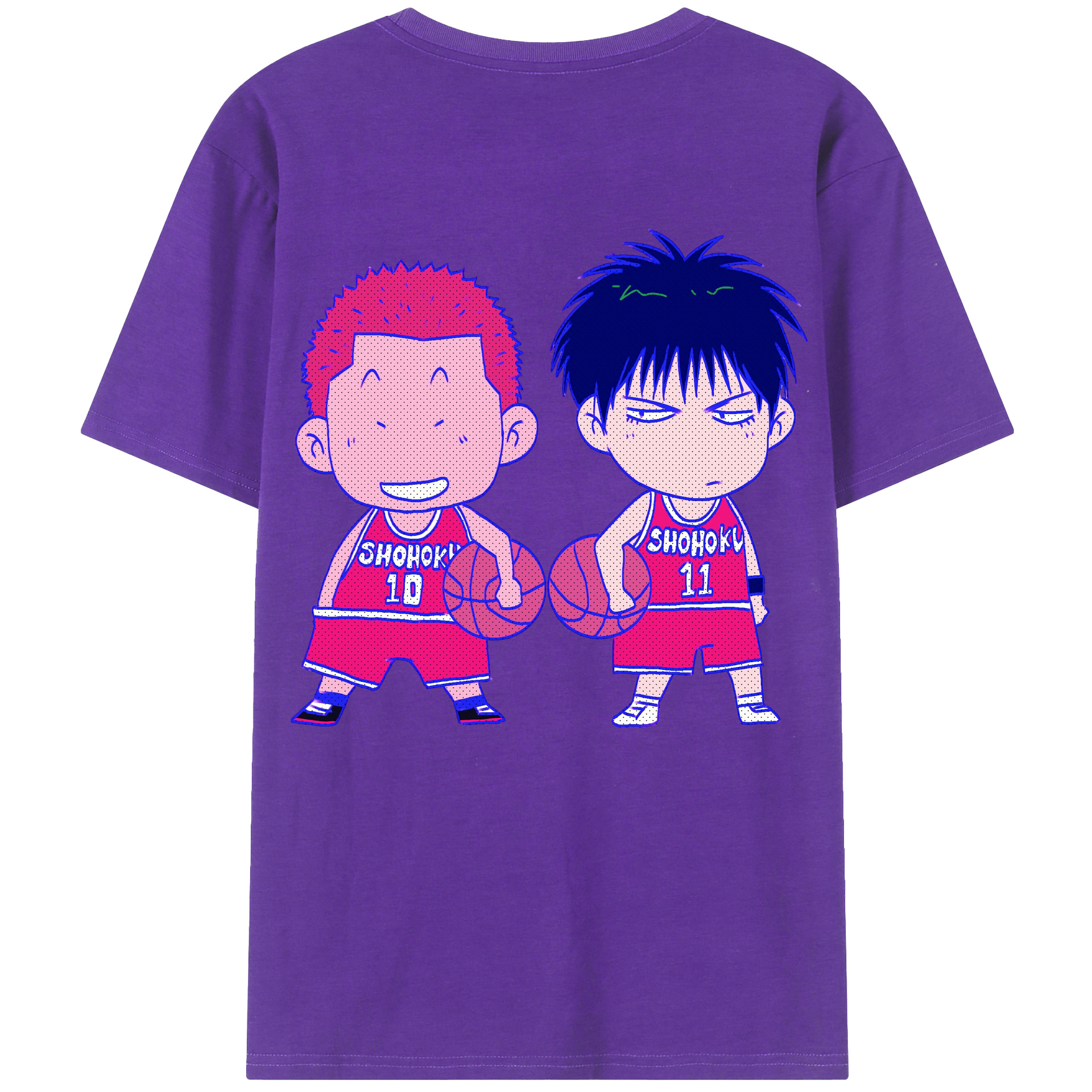 （画像用） SLAM DUNK／スラムダンク 綿100％ メンズ半袖Tシャツ（バックプリント） 通気性