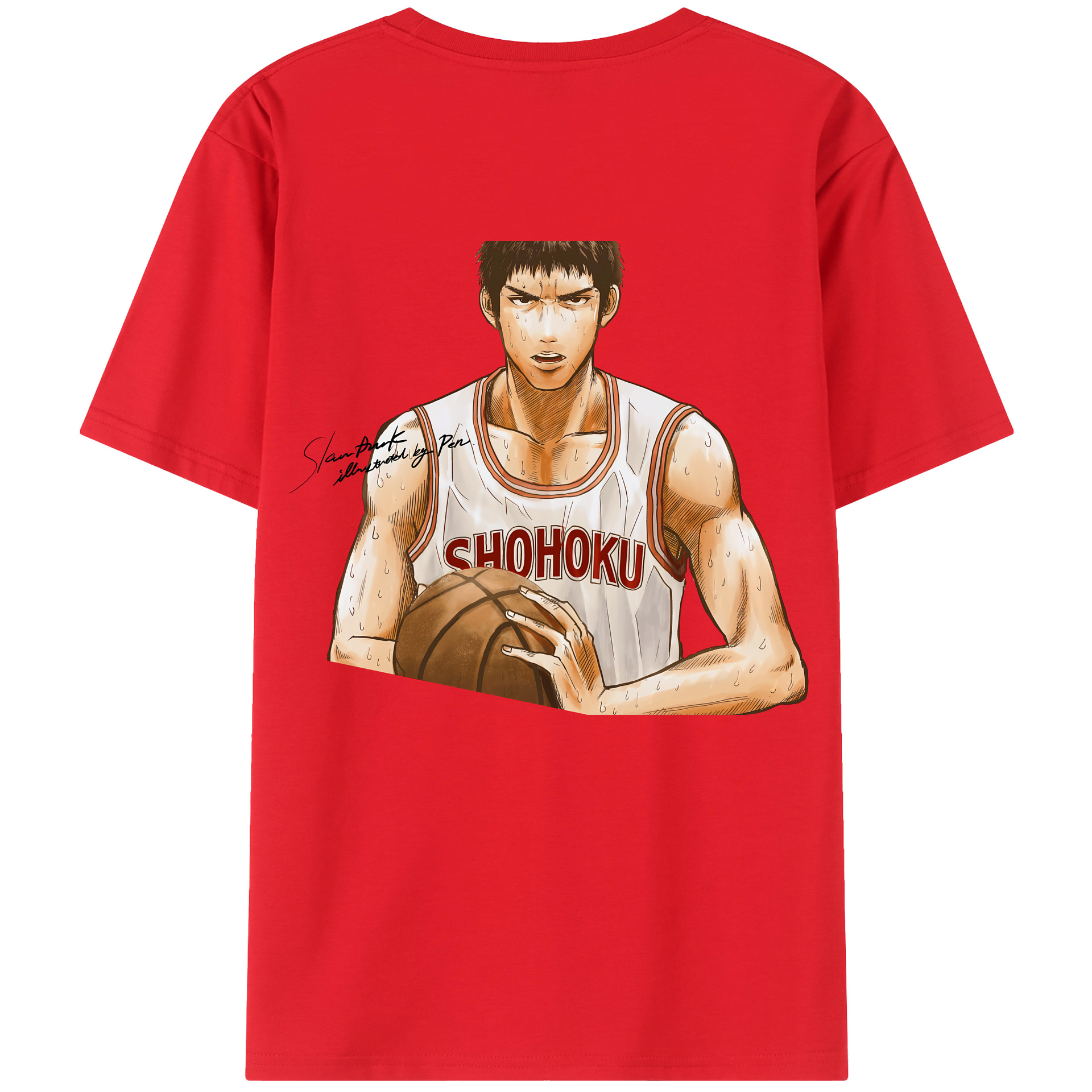 （画像用） SLAM DUNK／スラムダンク 綿100％ メンズ半袖Tシャツ（バックプリント） 通気性