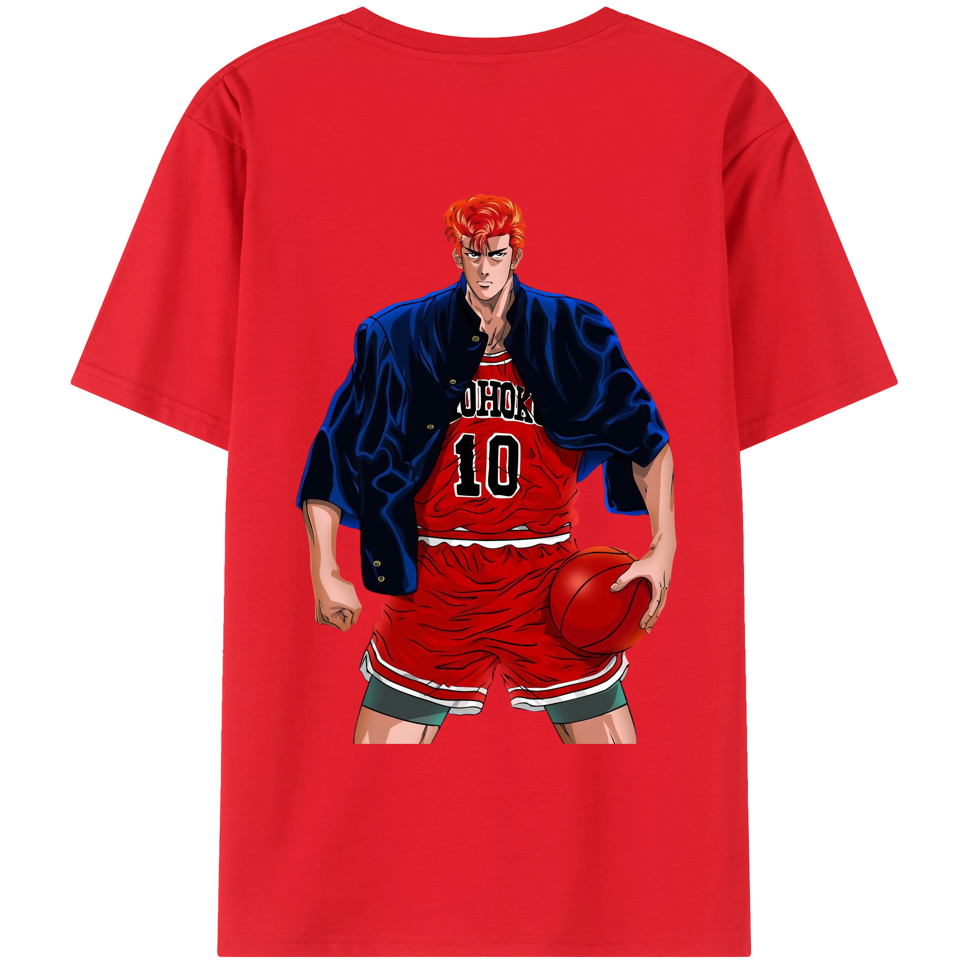 （画像用） SLAM DUNK／スラムダンク 綿100％ メンズ半袖Tシャツ（バックプリント） 通気性