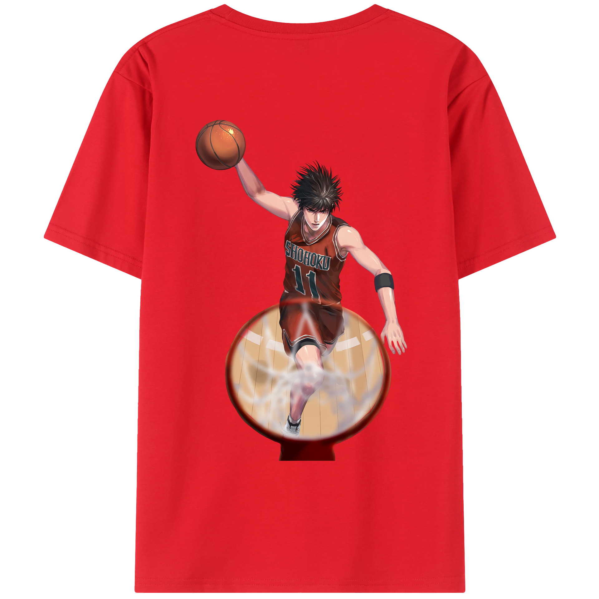 （画像用） SLAM DUNK／スラムダンク 綿100％ メンズ半袖Tシャツ（バックプリント） 通気性