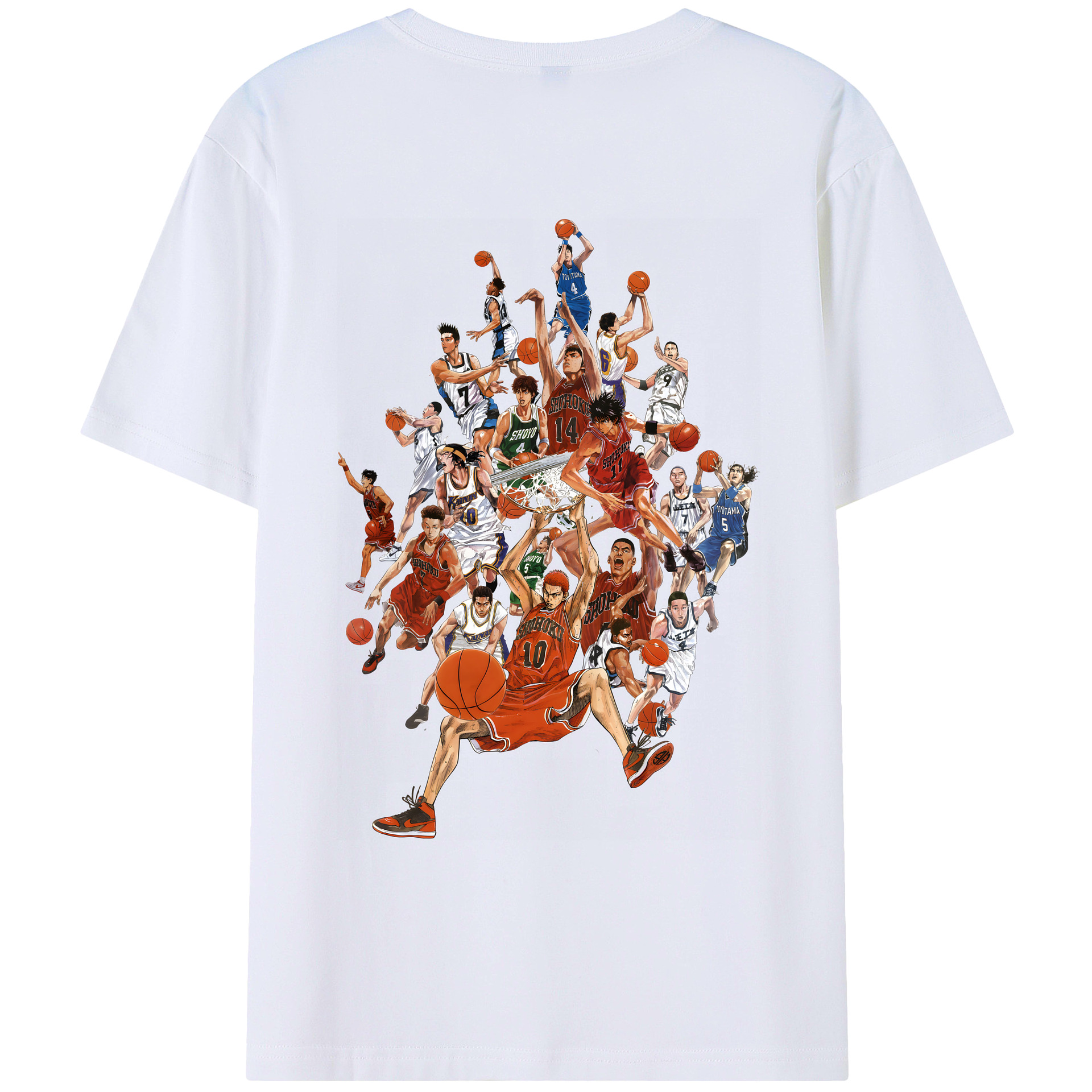 （画像用） SLAM DUNK／スラムダンク 綿100％ メンズ半袖Tシャツ（バックプリント） 通気性