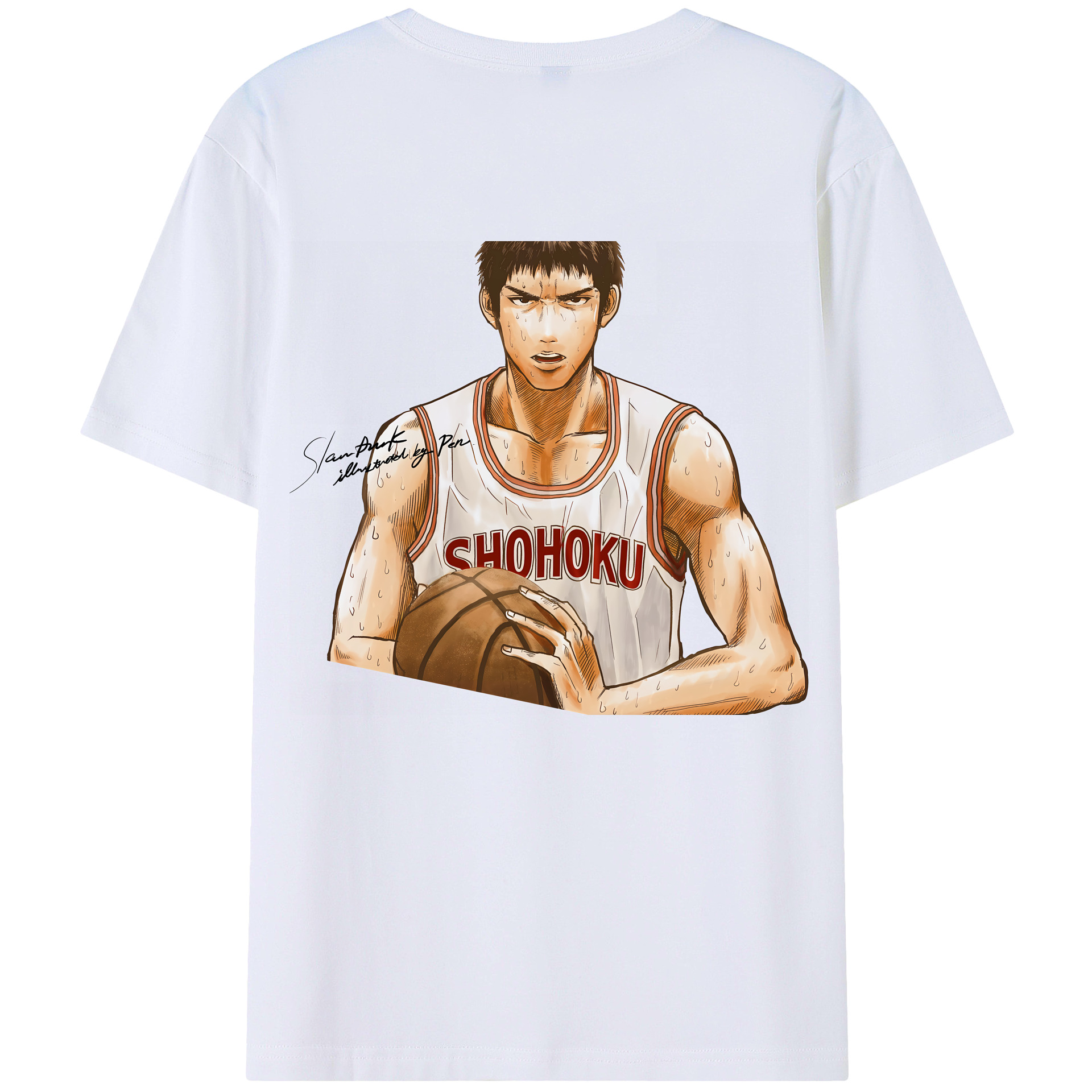（画像用） SLAM DUNK／スラムダンク 綿100％ メンズ半袖Tシャツ（バックプリント） 通気性
