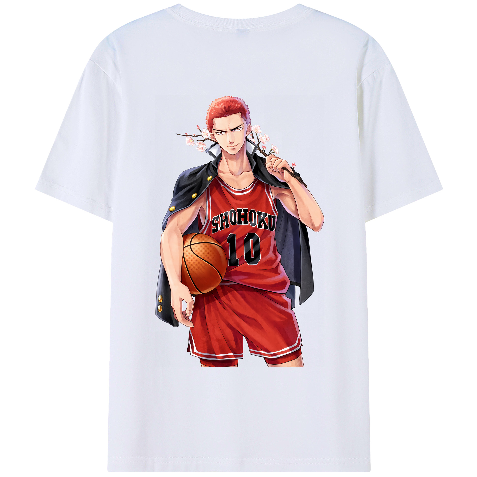 （画像用） SLAM DUNK／スラムダンク 綿100％ メンズ半袖Tシャツ（バックプリント） 通気性