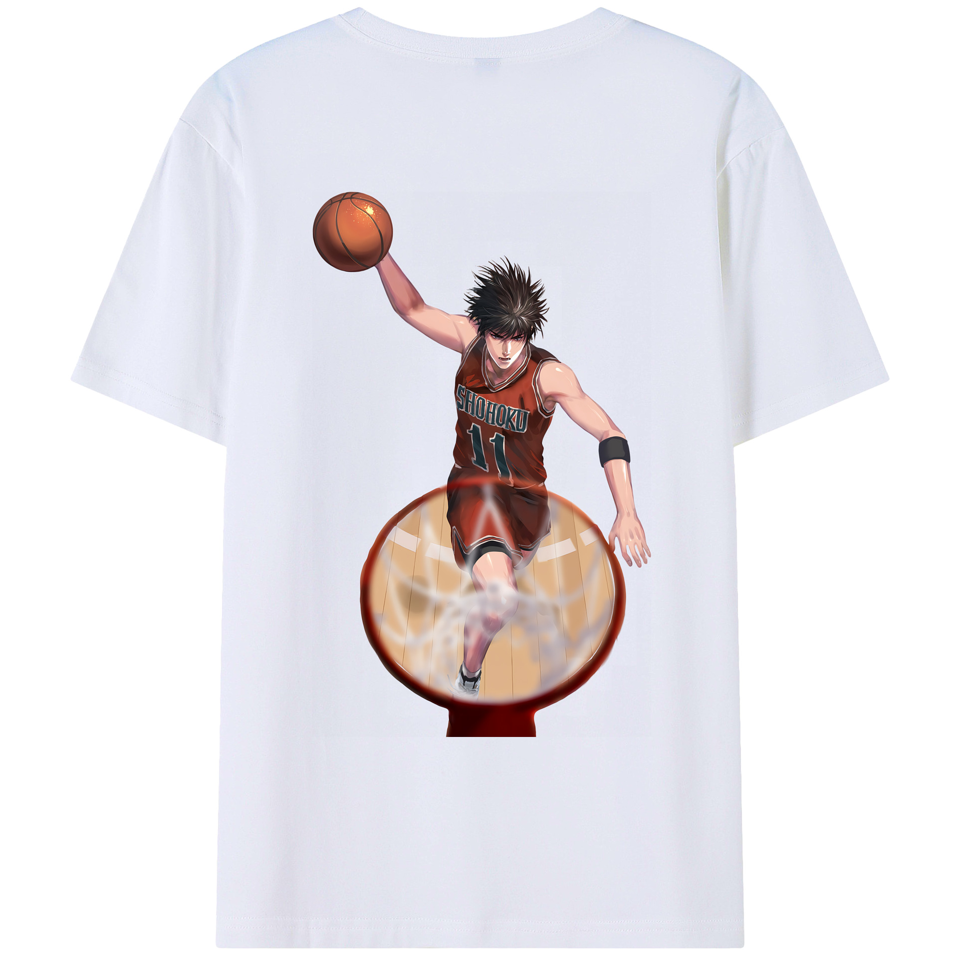 （画像用） SLAM DUNK／スラムダンク 綿100％ メンズ半袖Tシャツ（バックプリント） 通気性