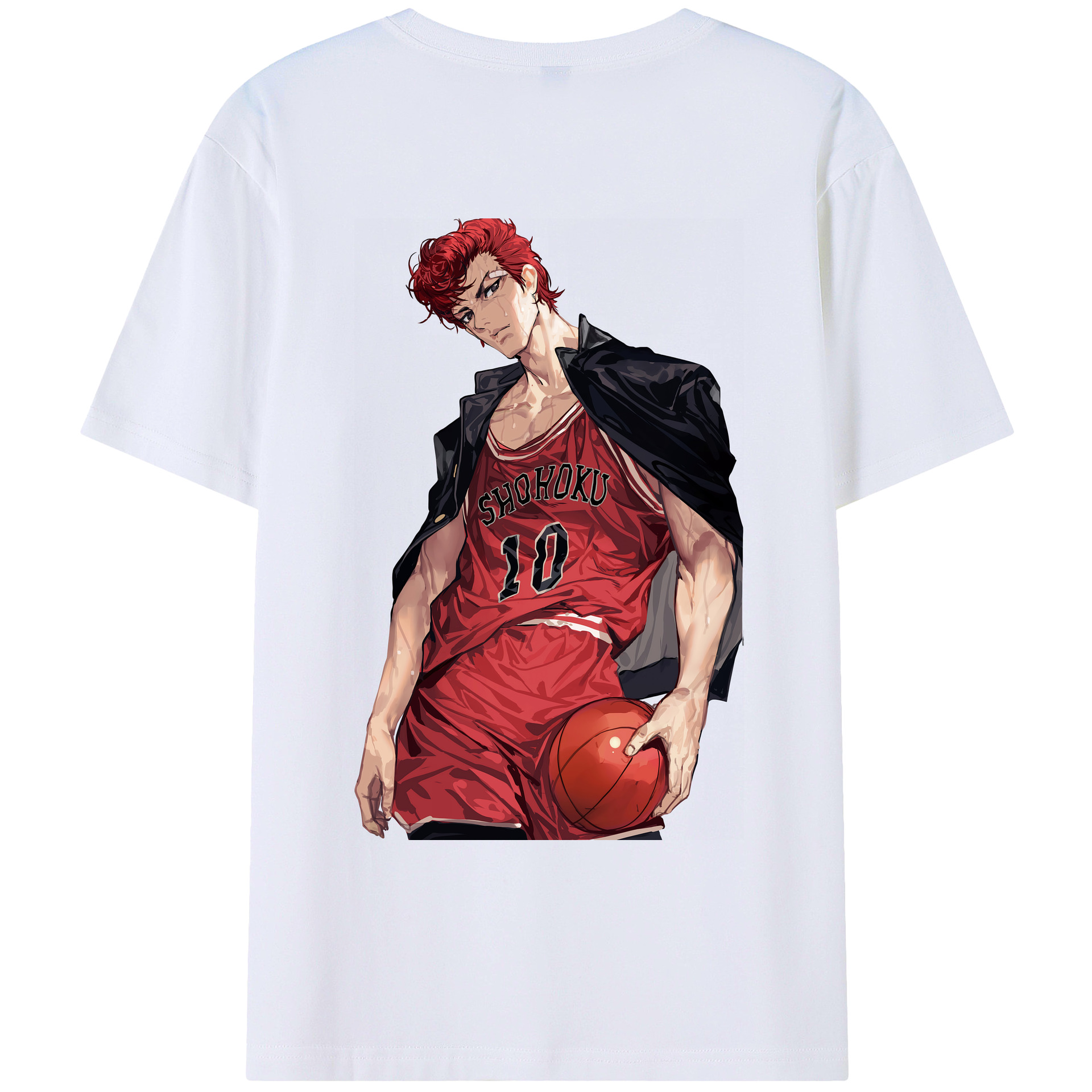 （画像用） SLAM DUNK／スラムダンク 綿100％ メンズ半袖Tシャツ（バックプリント） 通気性