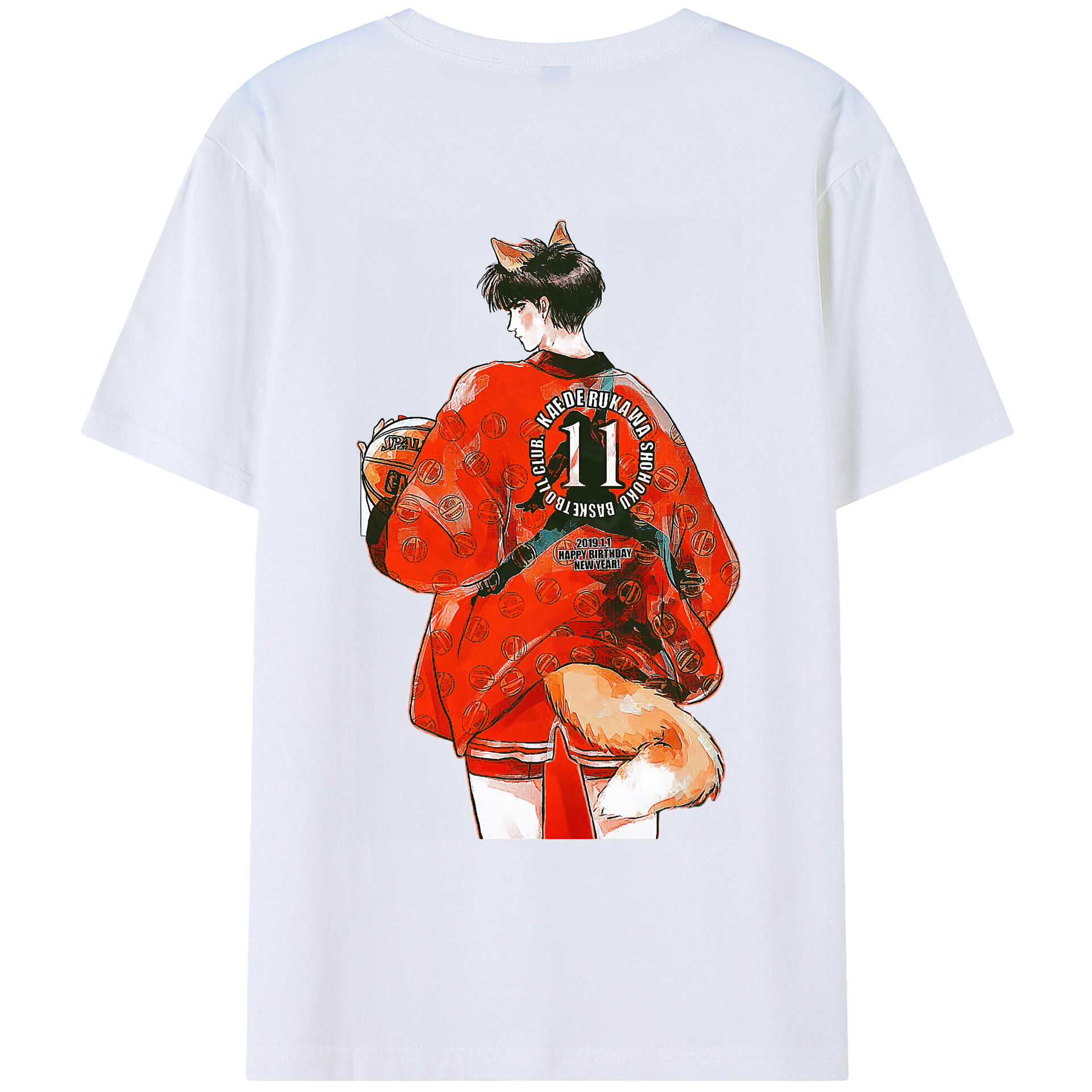 （画像用） SLAM DUNK／スラムダンク 綿100％ メンズ半袖Tシャツ（バックプリント） 通気性