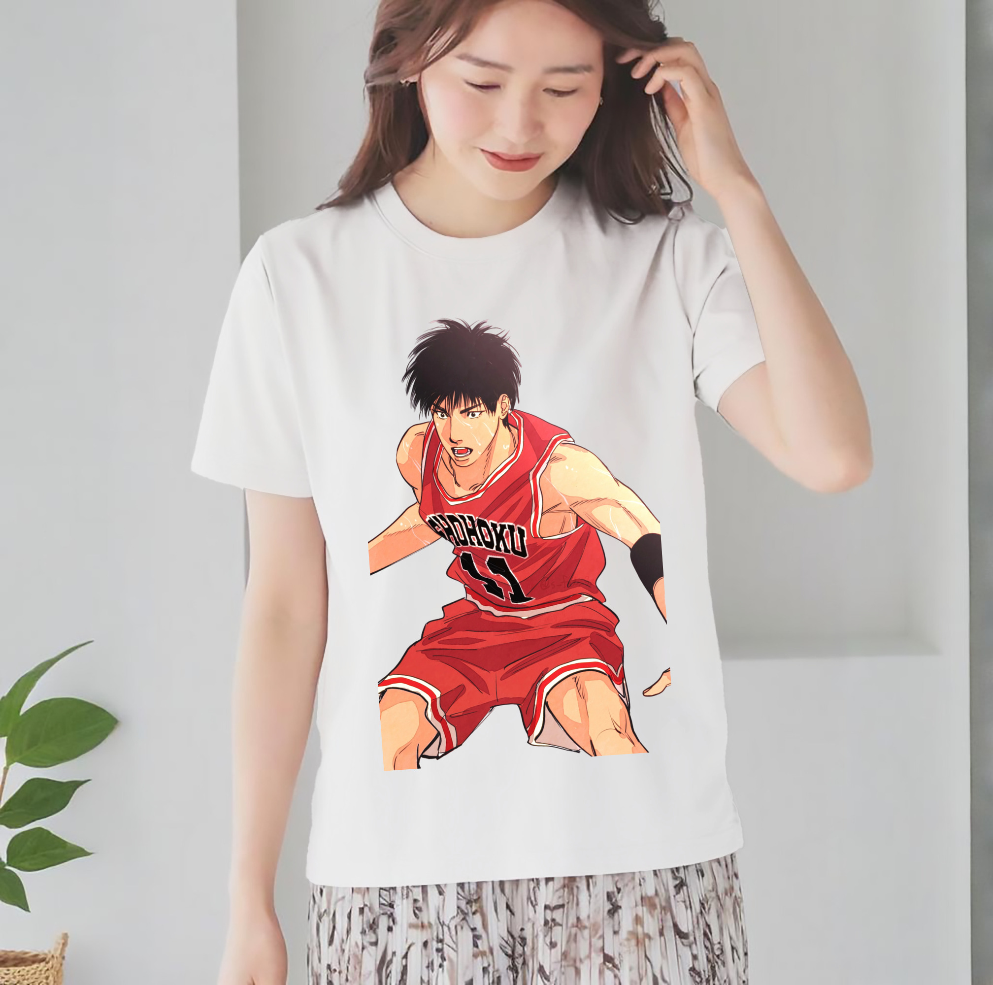 SLAM DUNK／スラムダンク レディースカジュアルプリントTシャツ（綿100％）