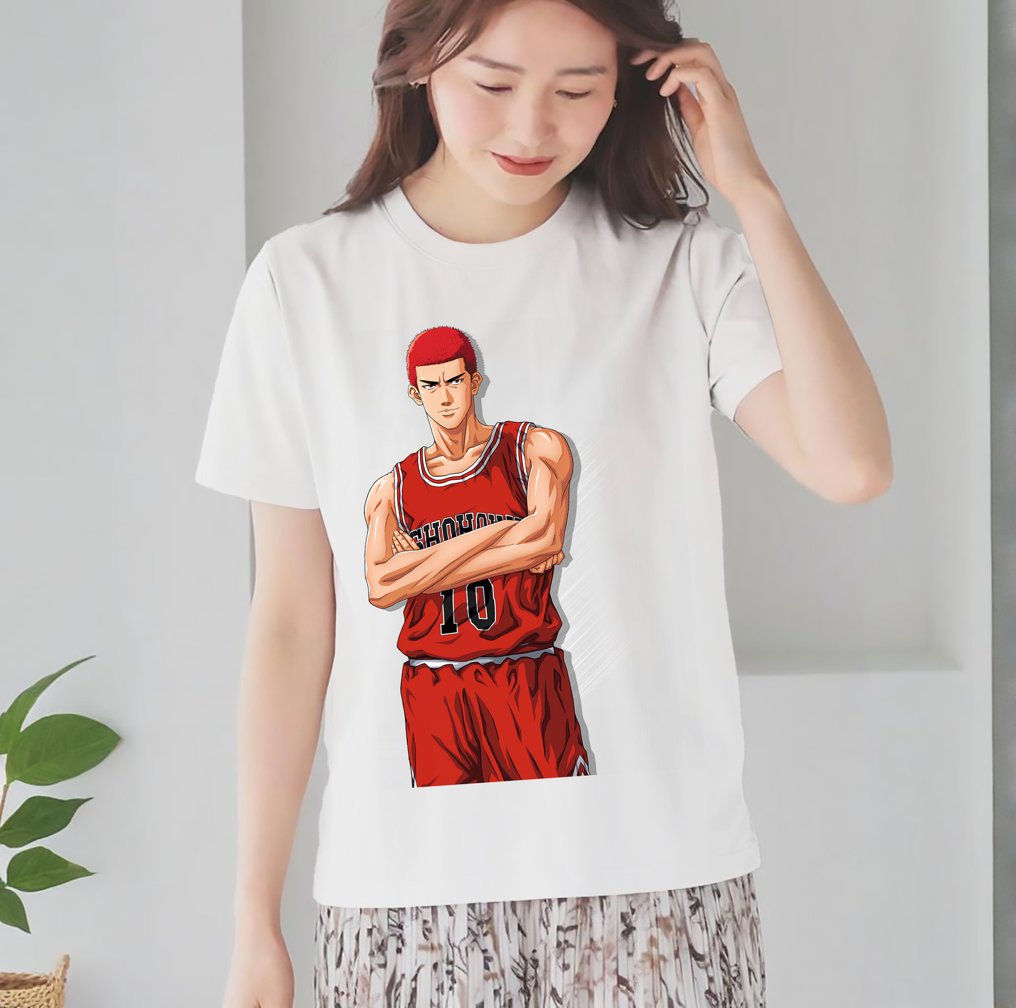 SLAM DUNK／スラムダンク レディースカジュアルプリントTシャツ（綿100％）