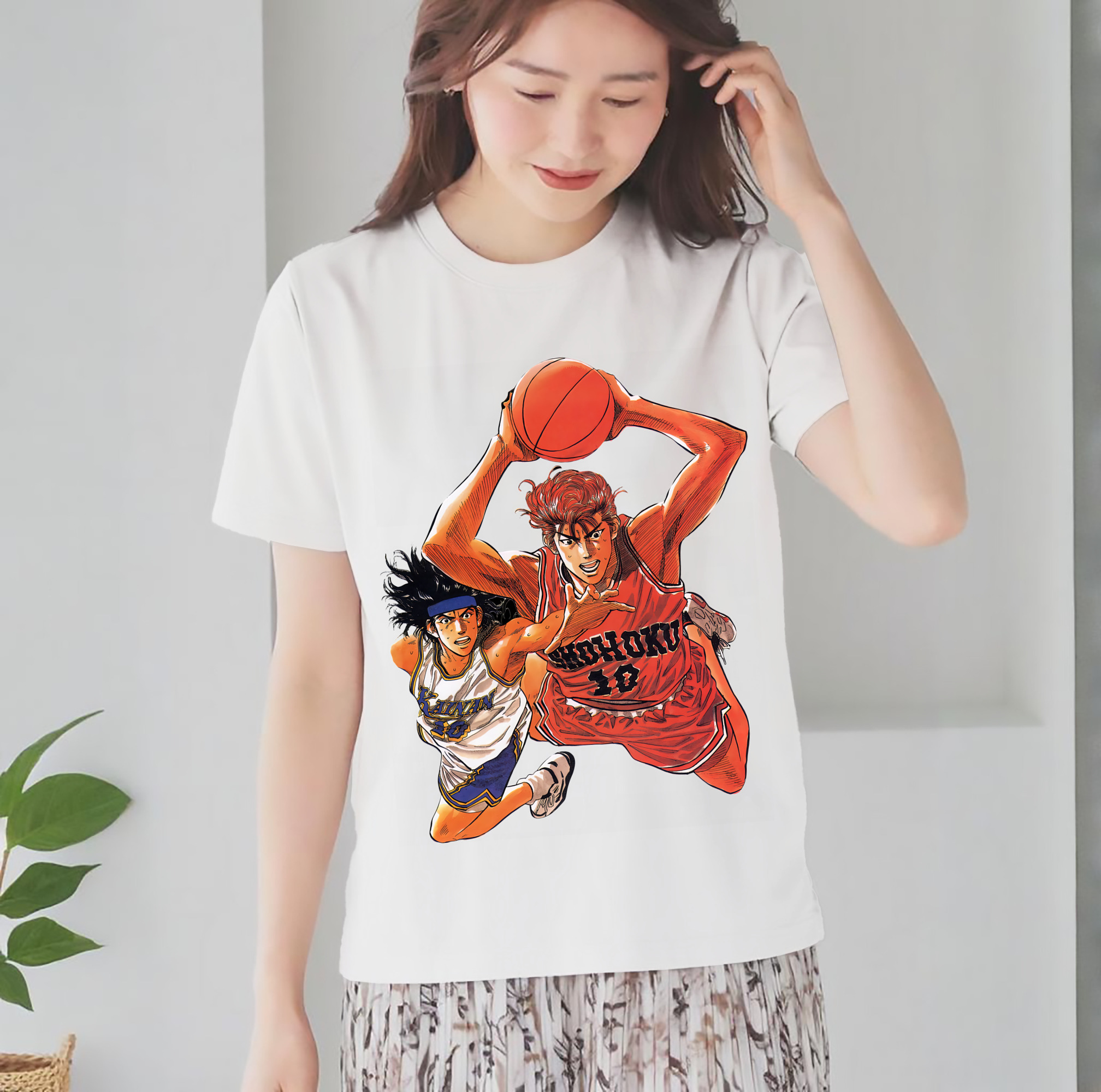 SLAM DUNK／スラムダンク レディースカジュアルプリントTシャツ（綿100％）