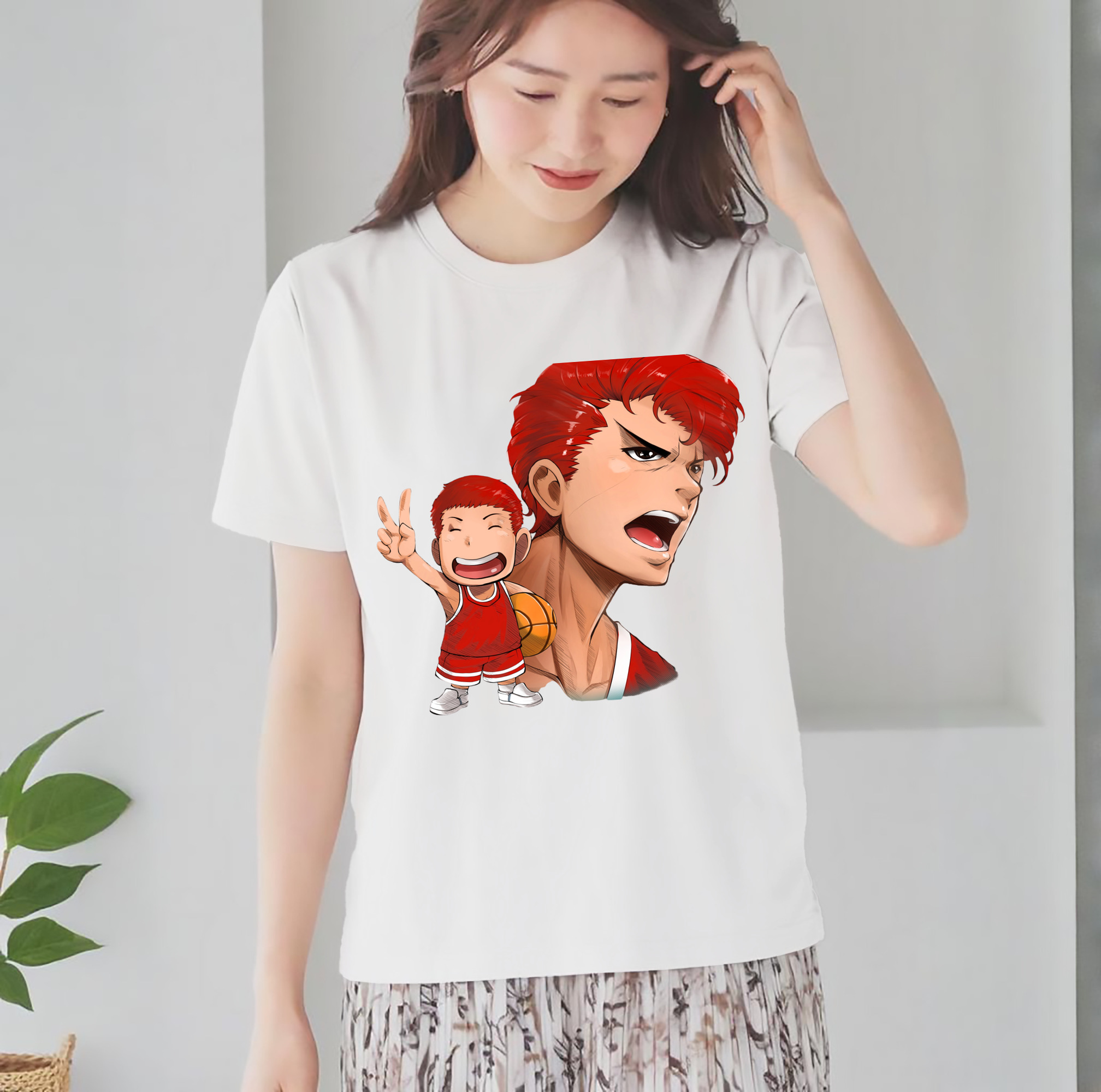 SLAM DUNK／スラムダンク レディースカジュアルプリントTシャツ（綿100％）