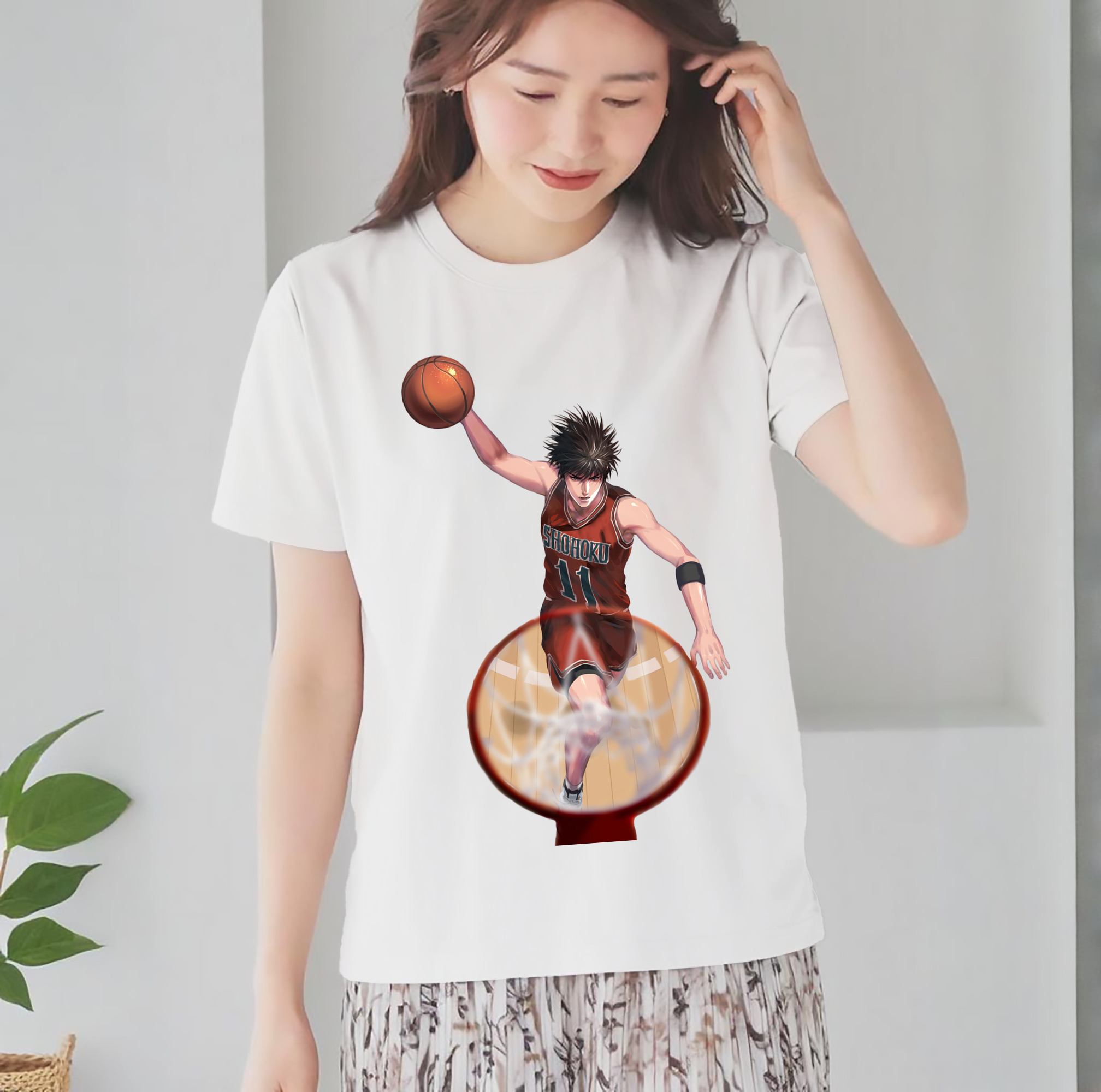 SLAM DUNK／スラムダンク レディースカジュアルプリントTシャツ（綿100％）