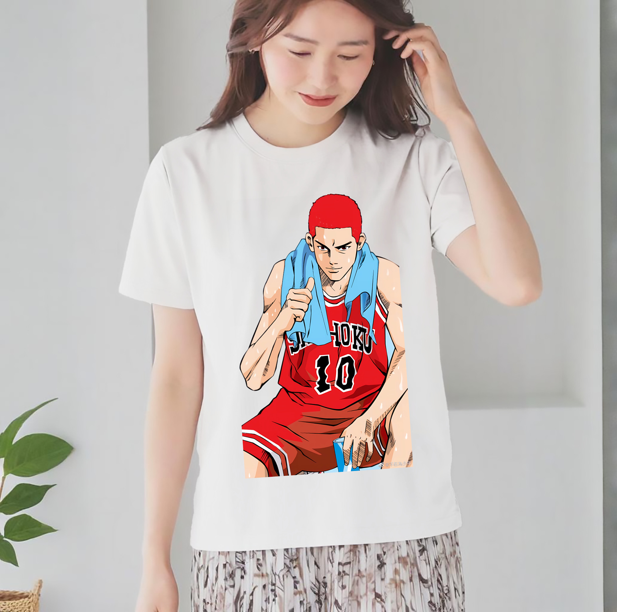SLAM DUNK／スラムダンク レディースカジュアルプリントTシャツ（綿100％）