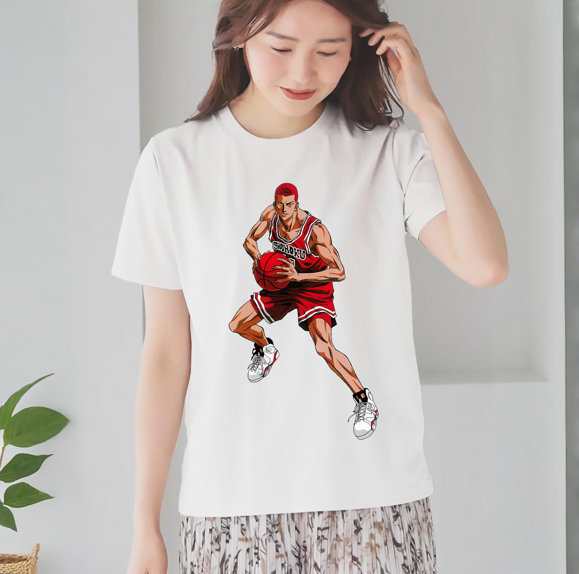 SLAM DUNK／スラムダンク レディースカジュアルプリントTシャツ（綿100％）