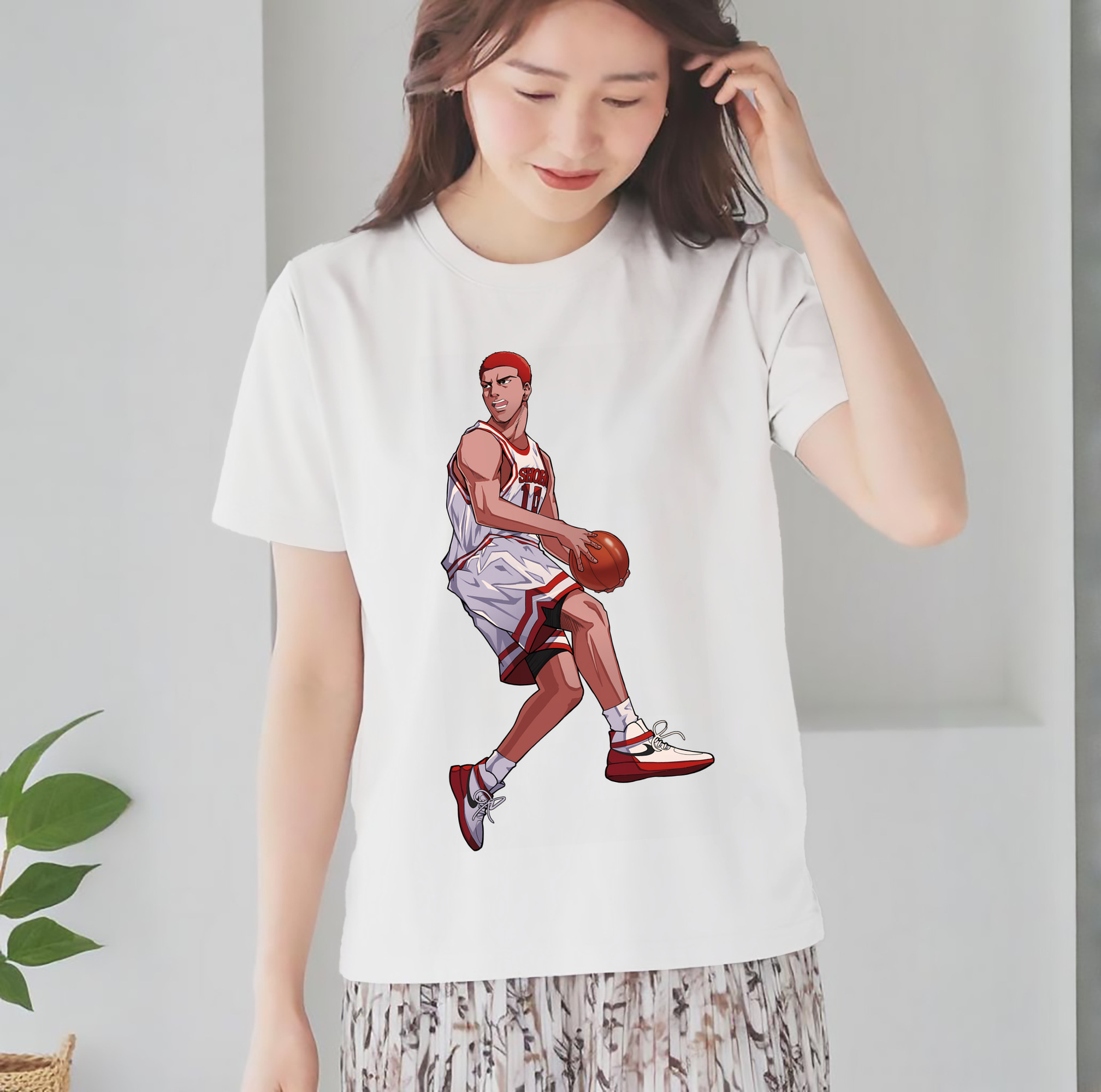 SLAM DUNK／スラムダンク レディースカジュアルプリントTシャツ（綿100％）