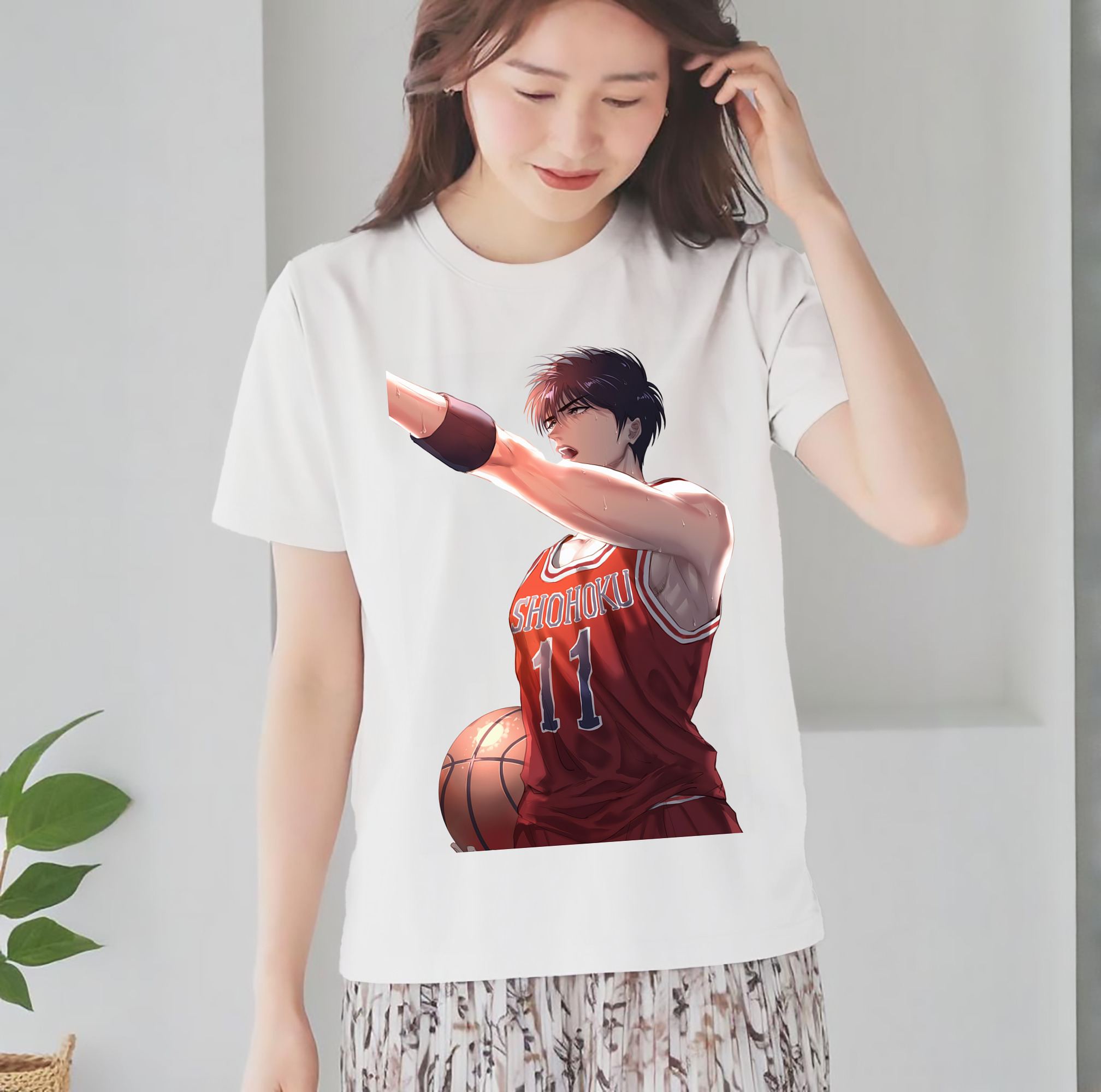 SLAM DUNK／スラムダンク レディースカジュアルプリントTシャツ（綿100％）