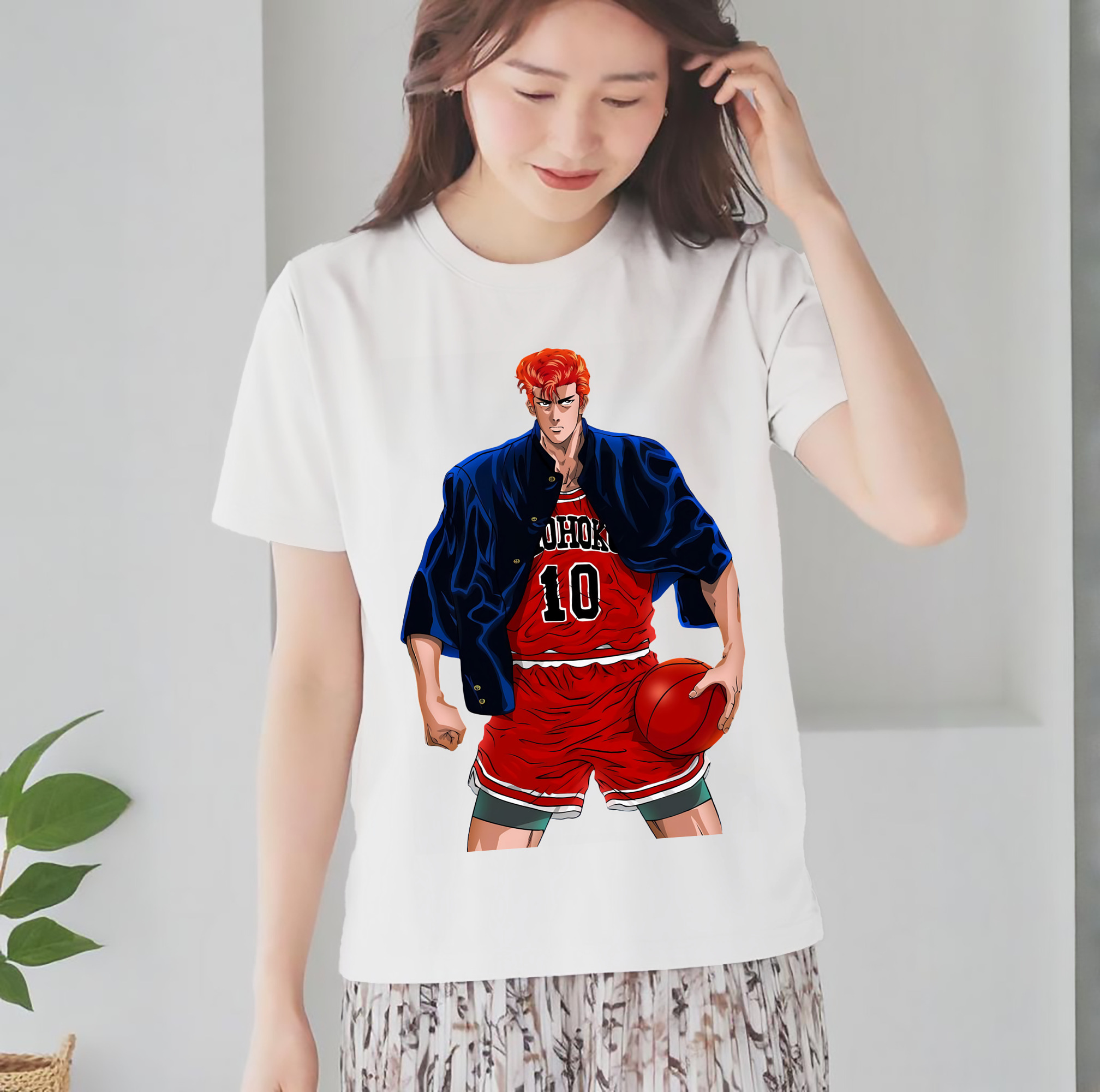 SLAM DUNK／スラムダンク レディースカジュアルプリントTシャツ（綿100％）