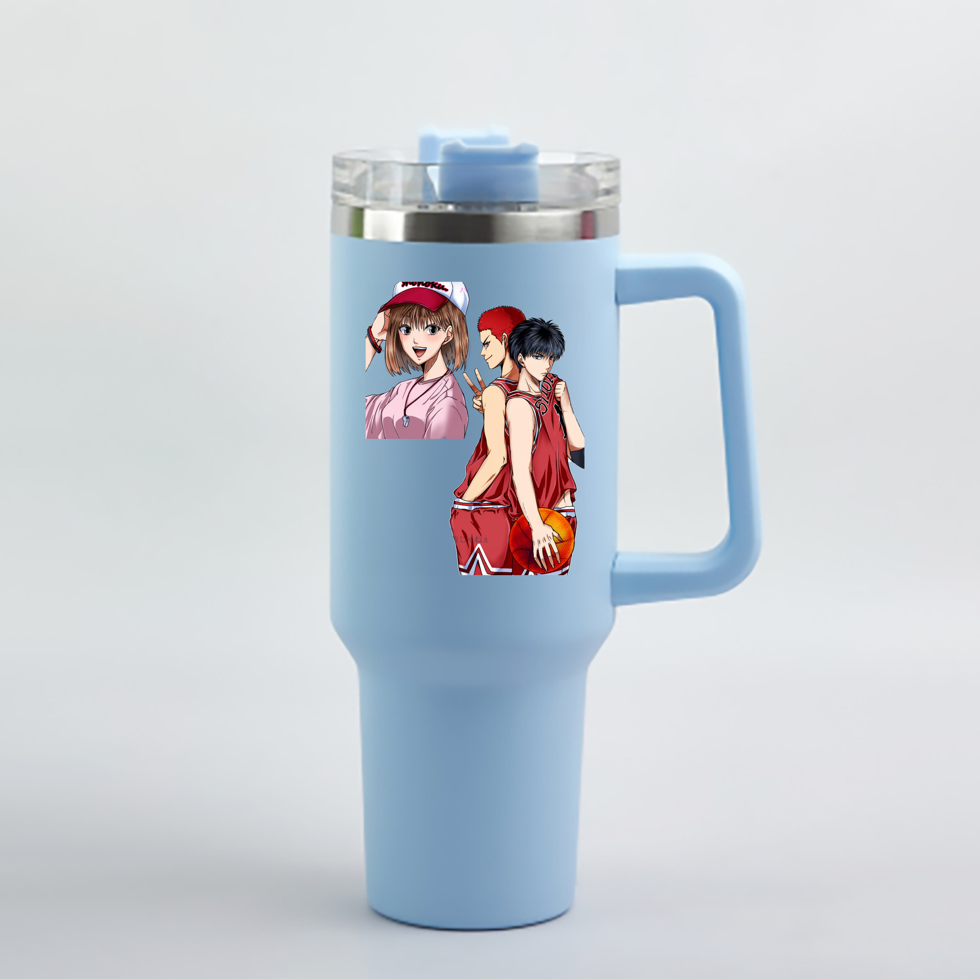 （画像用） SLAM DUNK／スラムダンク 1200mL車用タンブラー - クリスタルステッカー（プラスチックストロー付き）